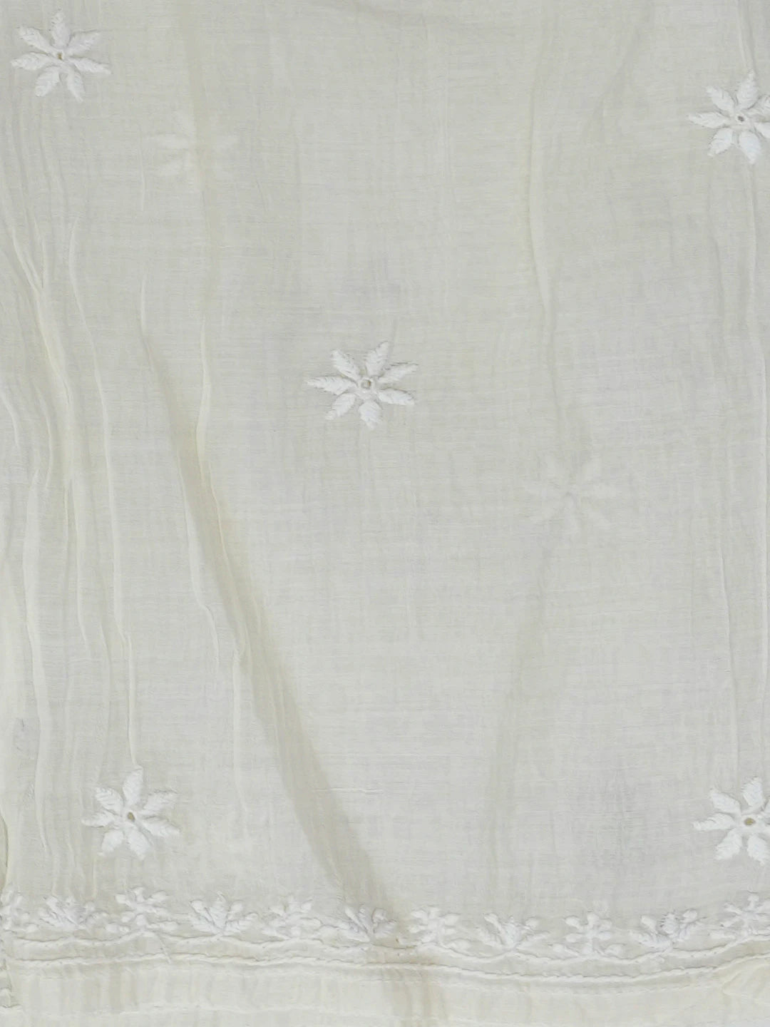 Ada Hand Embroidered Ombre Shade of Cream and Lemon Chanderi Lucknowi Chikankari Semi-Stitched Kurta Piece 01A415107