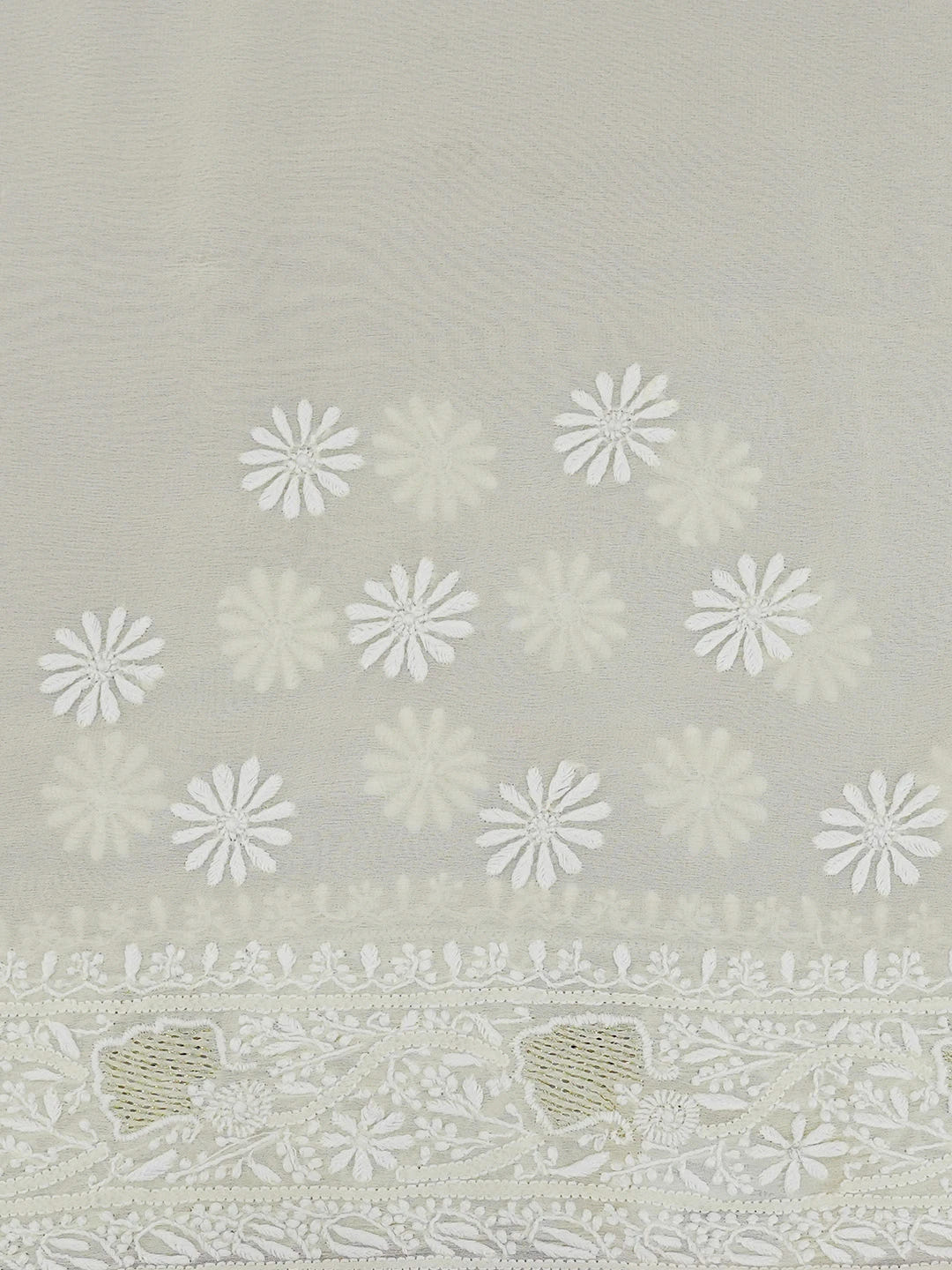 Ada Hand Embroidered Lemon Pure Georgette Lucknowi Chikankari Saree With Blouse A490060
