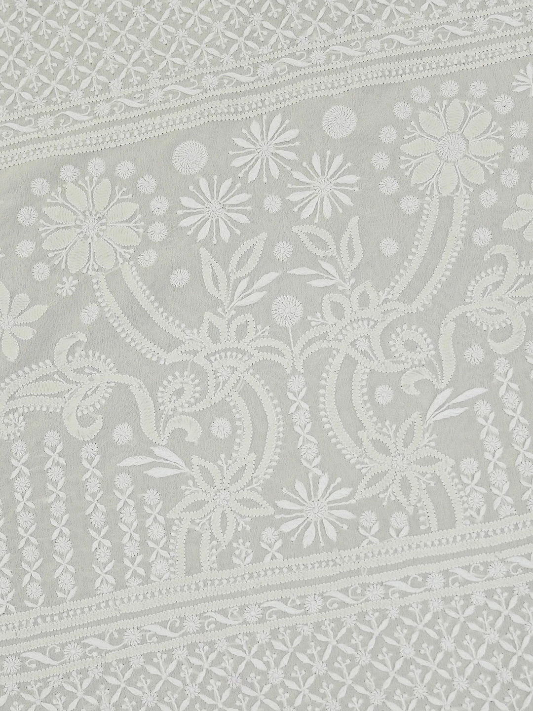 Ada Hand Embroidered Lemon Pure Georgette Lucknowi Chikankari Saree With Blouse A490060