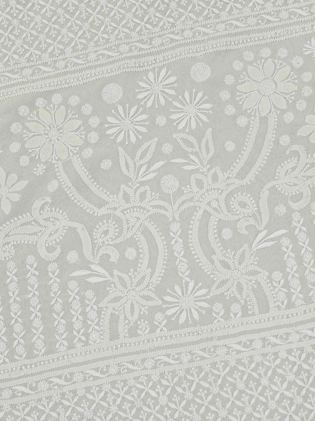 Ada Hand Embroidered Lemon Pure Georgette Lucknowi Chikankari Saree With Blouse A490060