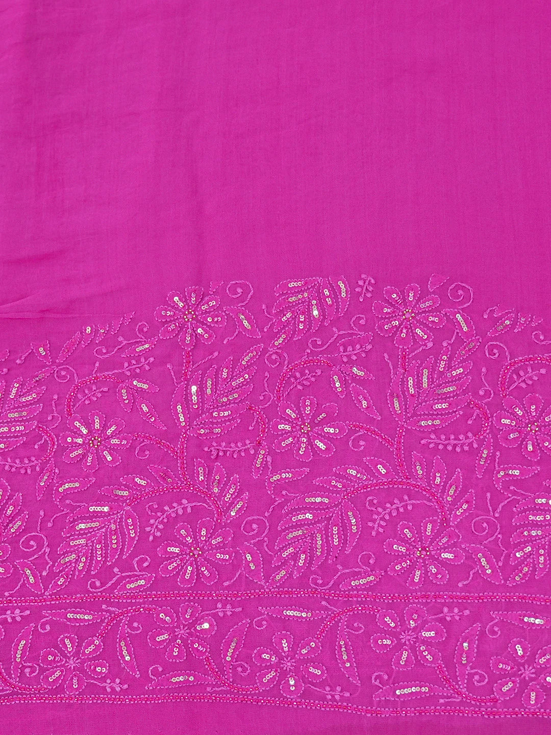 Ada Hand Embroidered Magenta Viscose Georgette Lucknowi Chikankari Saree and Blouse With Cutdana Work 01A605353