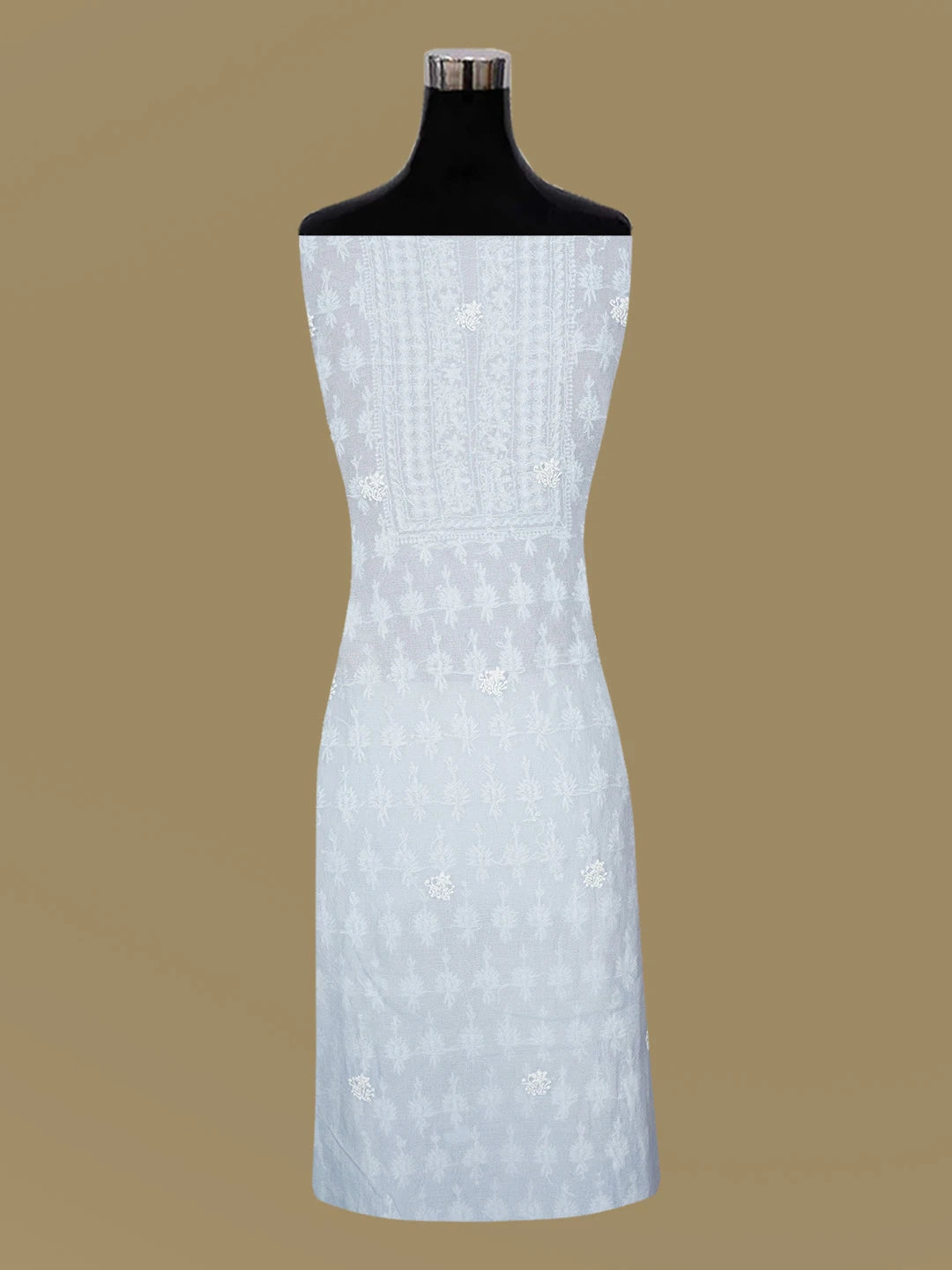 Ada Hand Embroidered Light Blue Kota Lucknowi Chikankari Unstitched Kurta Dupatta Set With Cutdana Work 01A610883