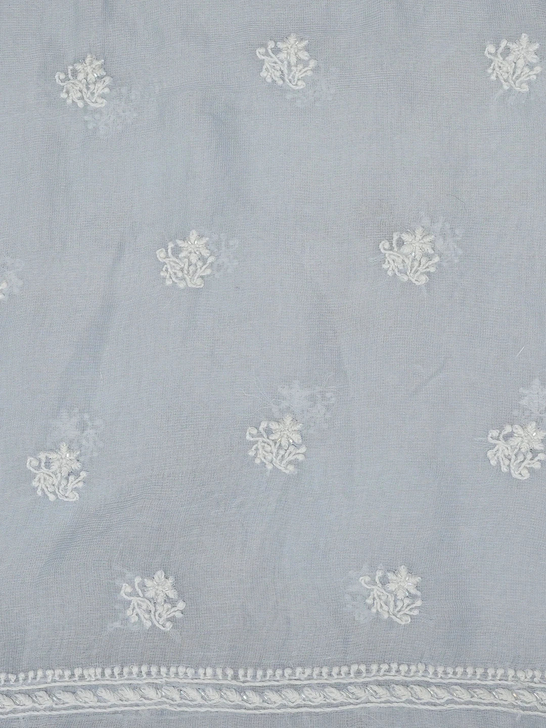 Ada Hand Embroidered Light Blue Kota Lucknowi Chikankari Unstitched Kurta Dupatta Set With Cutdana Work 01A610883