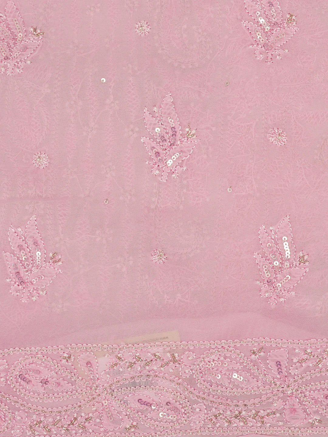 Ada Hand Embroidered Pink Viscose Georgette Lucknowi Chikankari Unstitched Kurta Dupatta Set With Cutdana Work 01A578933