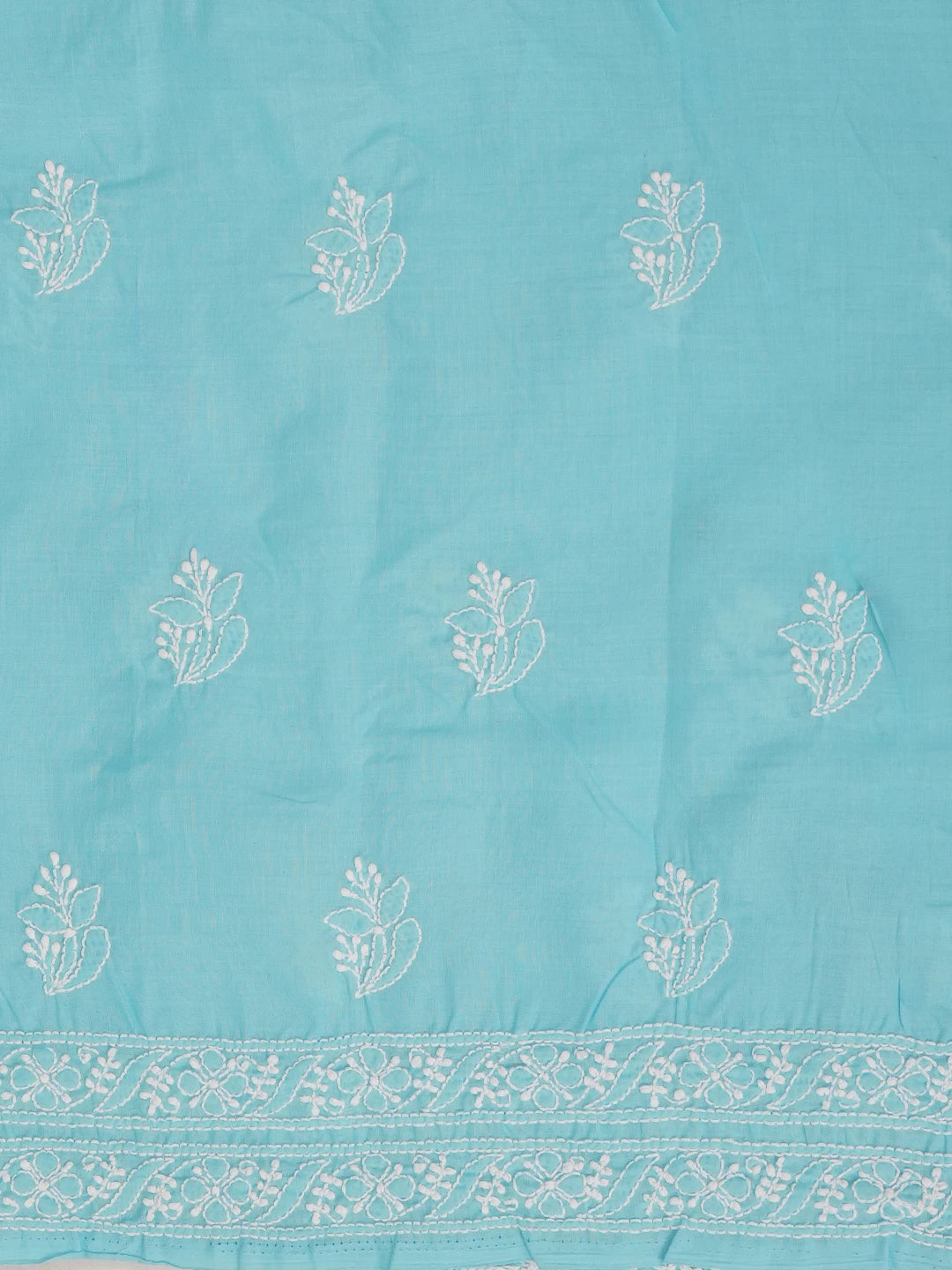 Ada Hand Embroidered Blue Cotton Lucknowi Chikankari Unstitched Suit Piece 01A628082