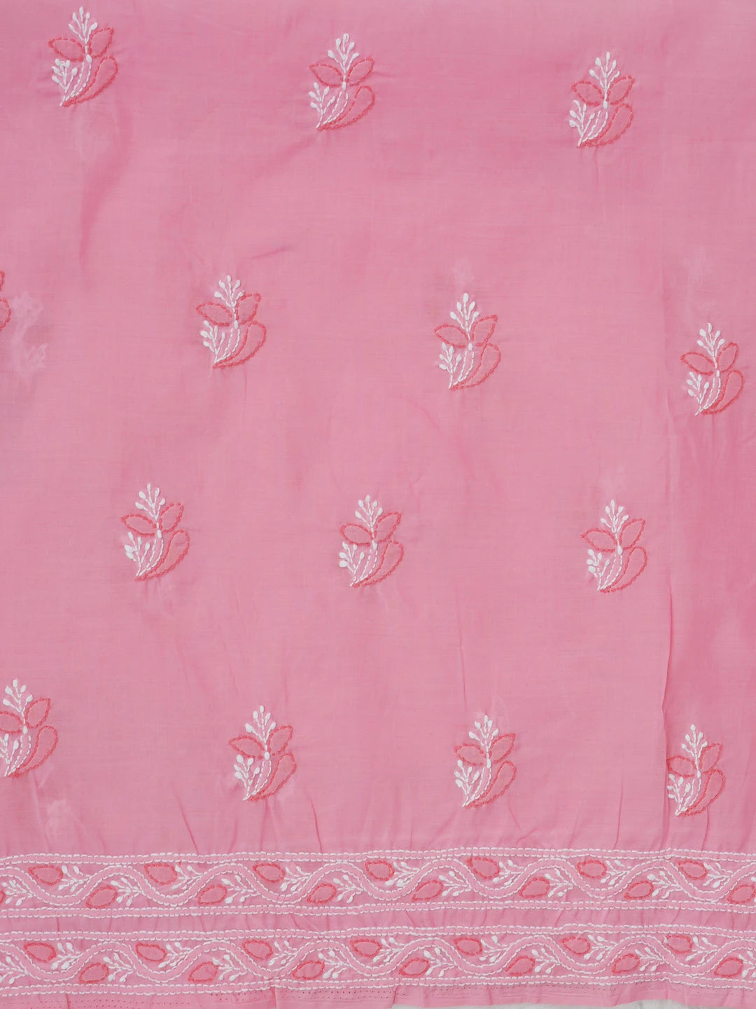 Ada Hand Embroidered Pink Cotton Lucknowi Chikankari Unstitched Suit Piece 01A628073