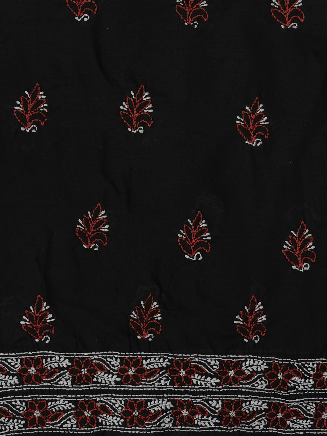 Ada Hand Embroidered Black Cotton Lucknowi Chikankari Unstitched Suit Piece 01A628077