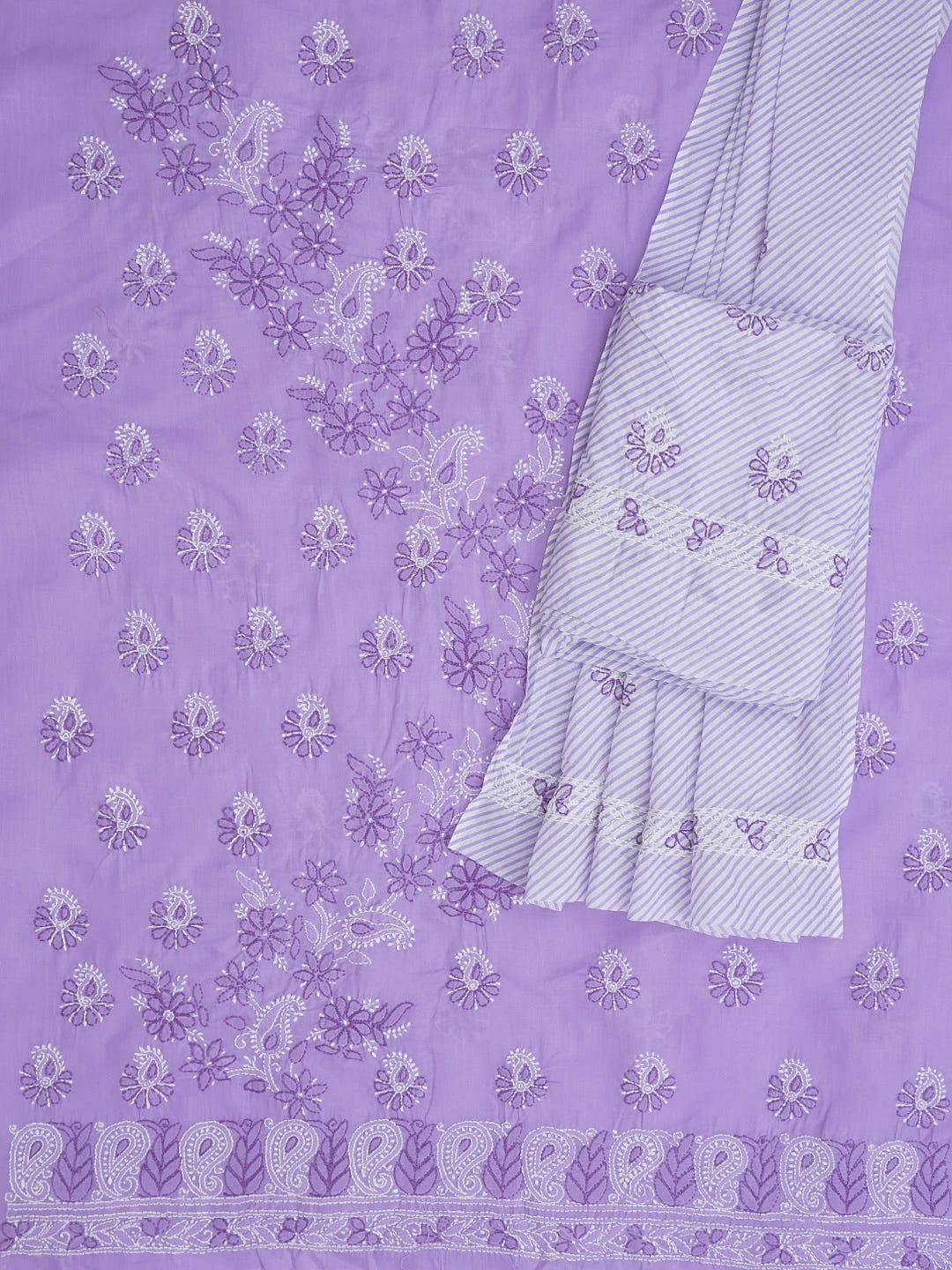 Ada Hand Embroidered Mauve Cotton Lucknowi Chikankari Unstitched Suit Piece 01A628096