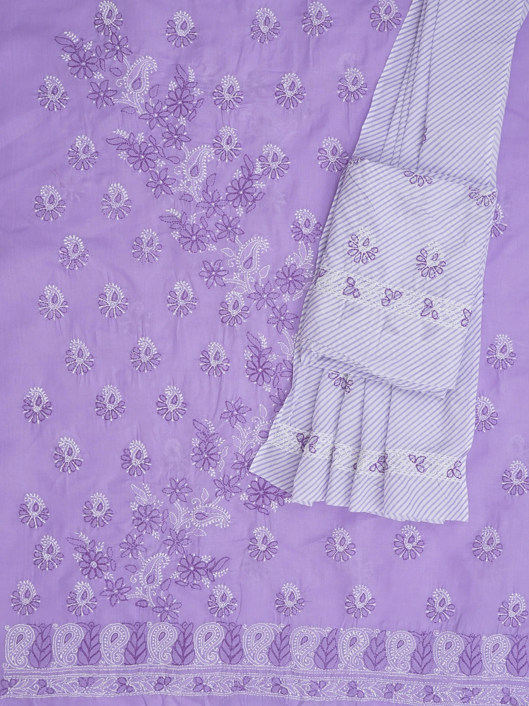 Ada Hand Embroidered Mauve Cotton Lucknowi Chikankari Unstitched Suit Piece 01A628096