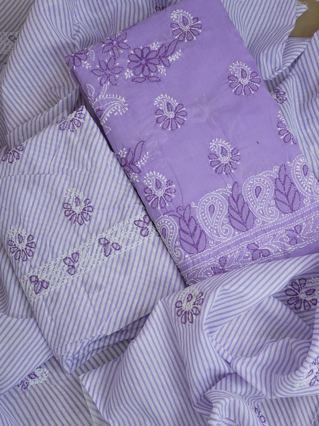 Ada Hand Embroidered Mauve Cotton Lucknowi Chikankari Unstitched Suit Piece 01A628096
