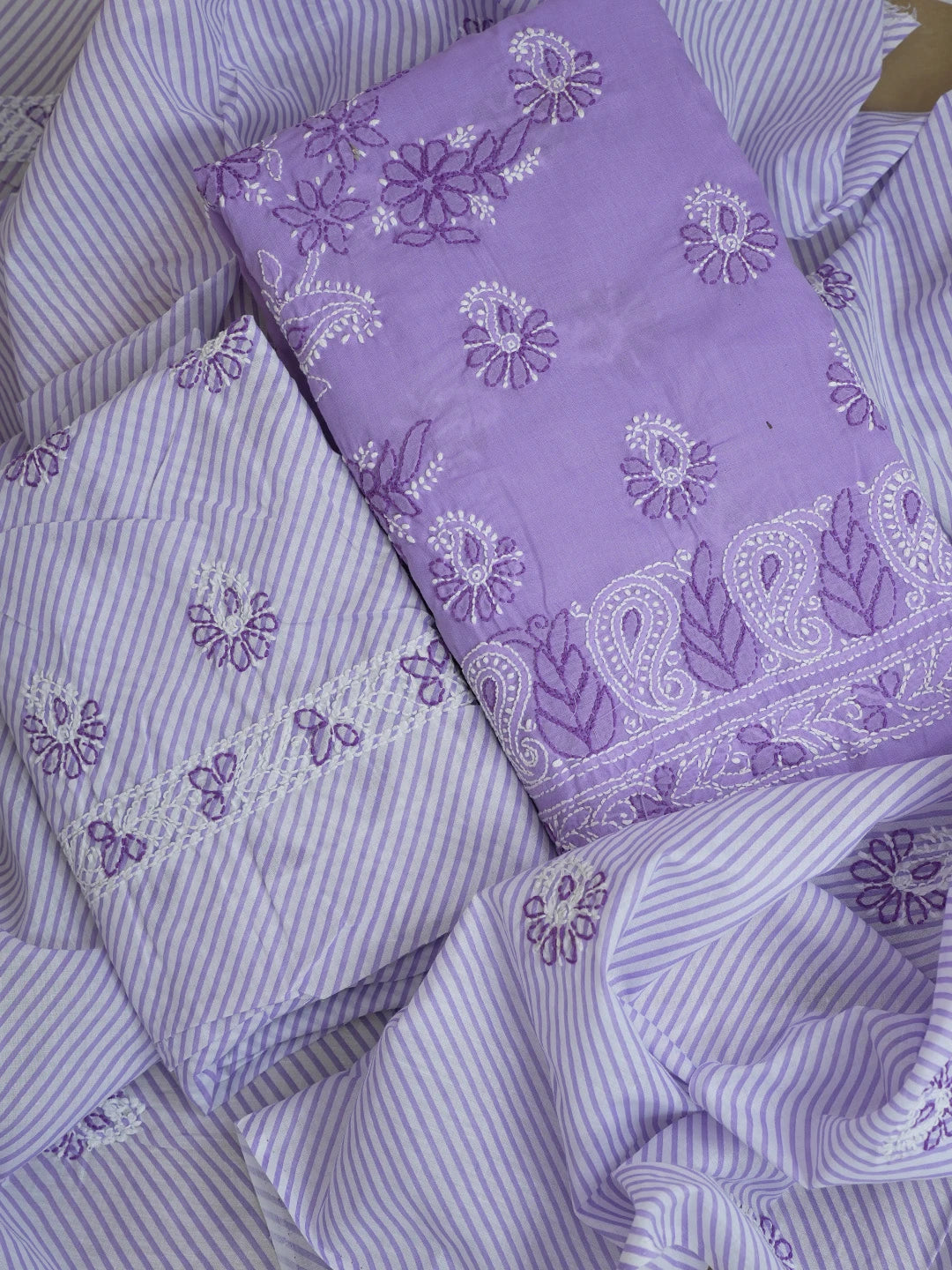 Ada Hand Embroidered Mauve Cotton Lucknowi Chikankari Unstitched Suit Piece 01A628096