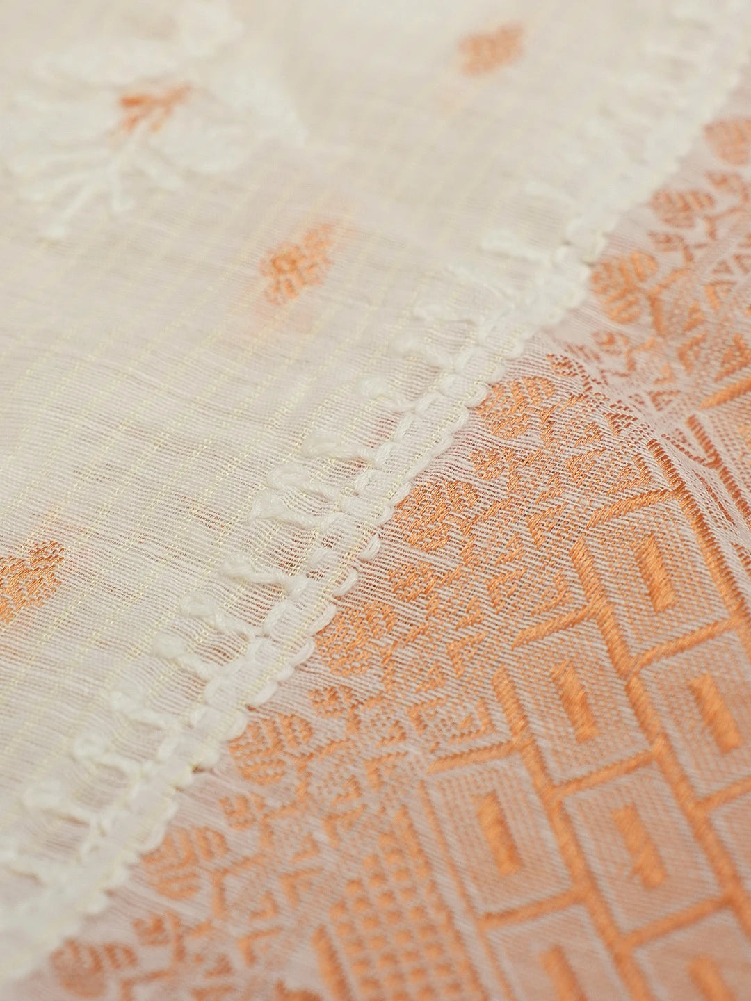 Ada Hand Embroidered Off White Chanderi Lucknowi Chikankari Saree With Blouse A311375