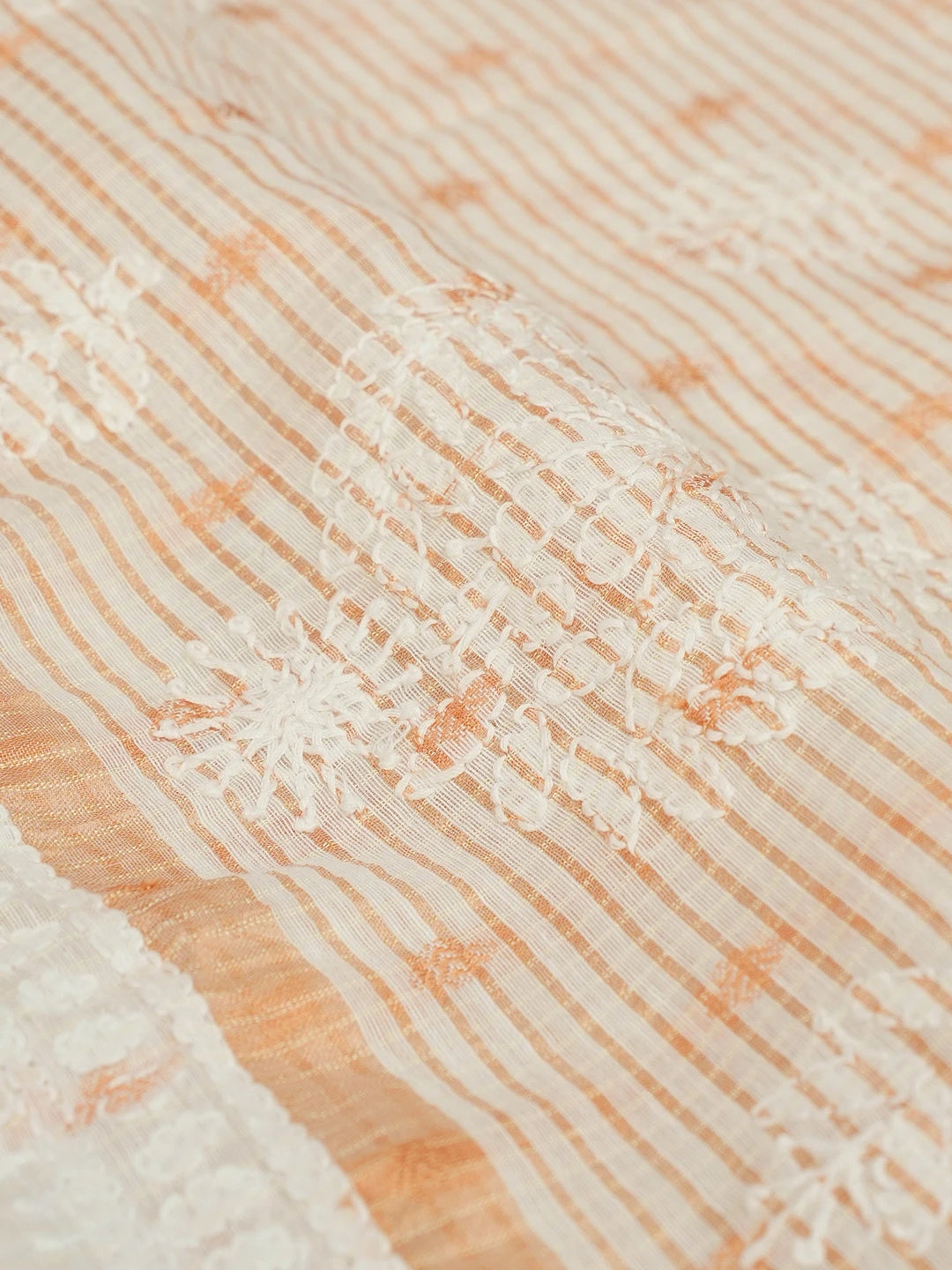 Ada Hand Embroidered Off White Chanderi Lucknowi Chikankari Saree With Blouse A311375