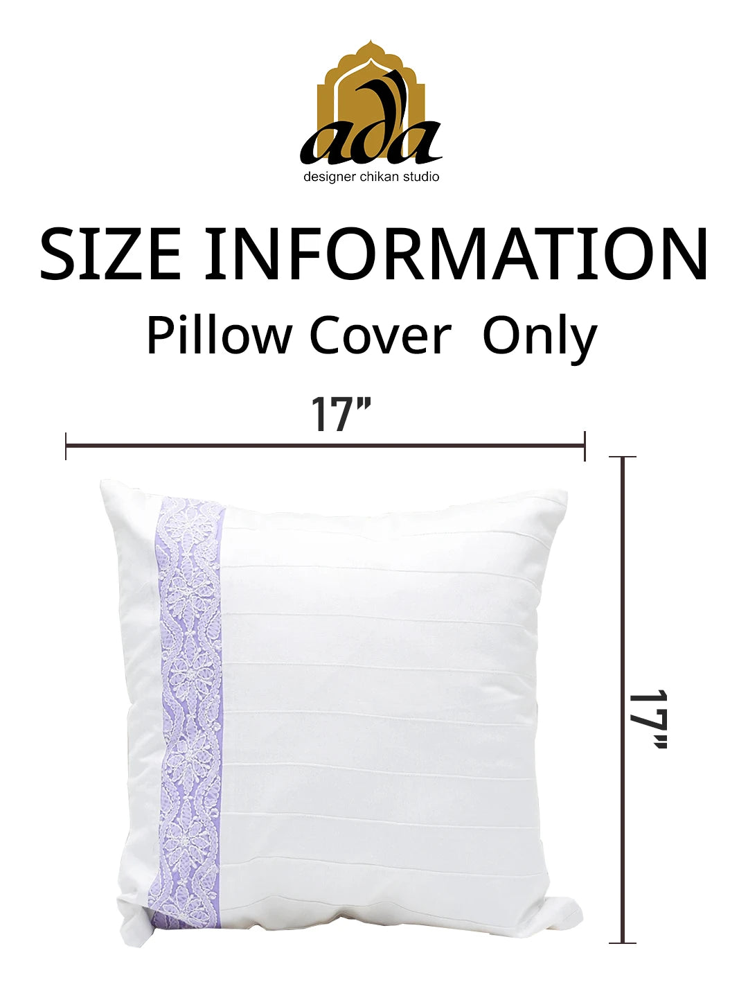 Ada Hand Embroidered White Cotton Lucknowi Chikankari Cushion Cover 01A58527