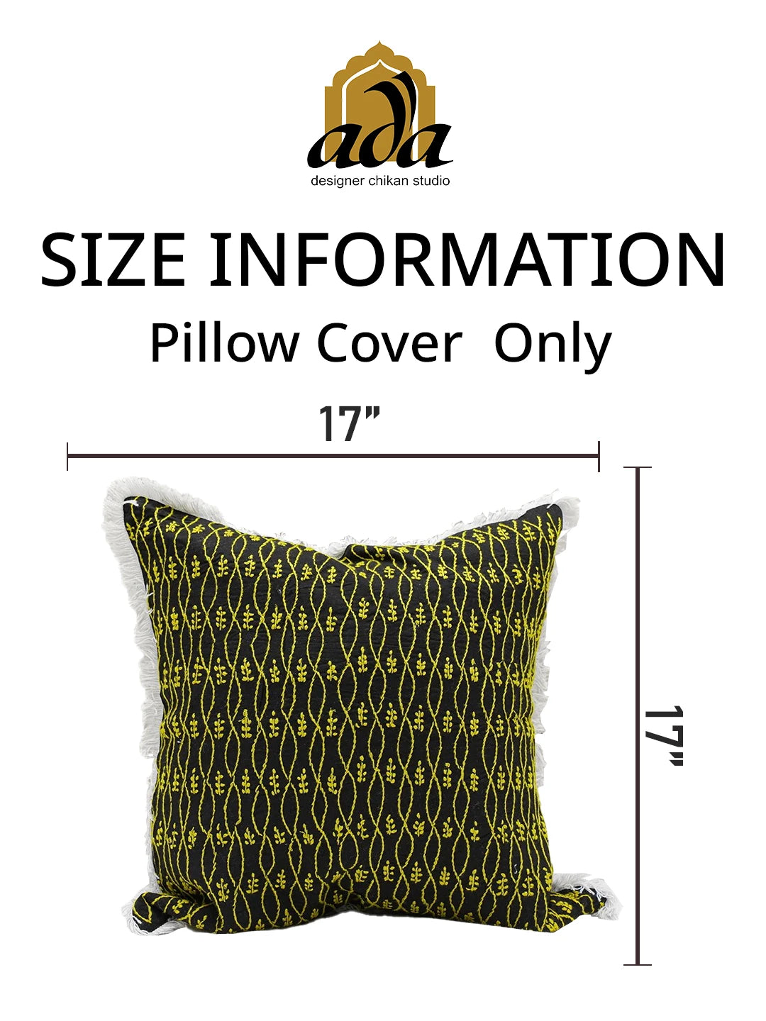 Ada Hand Embroidered Black Cotton Lucknowi Chikankari Cushion Cover 01A526007