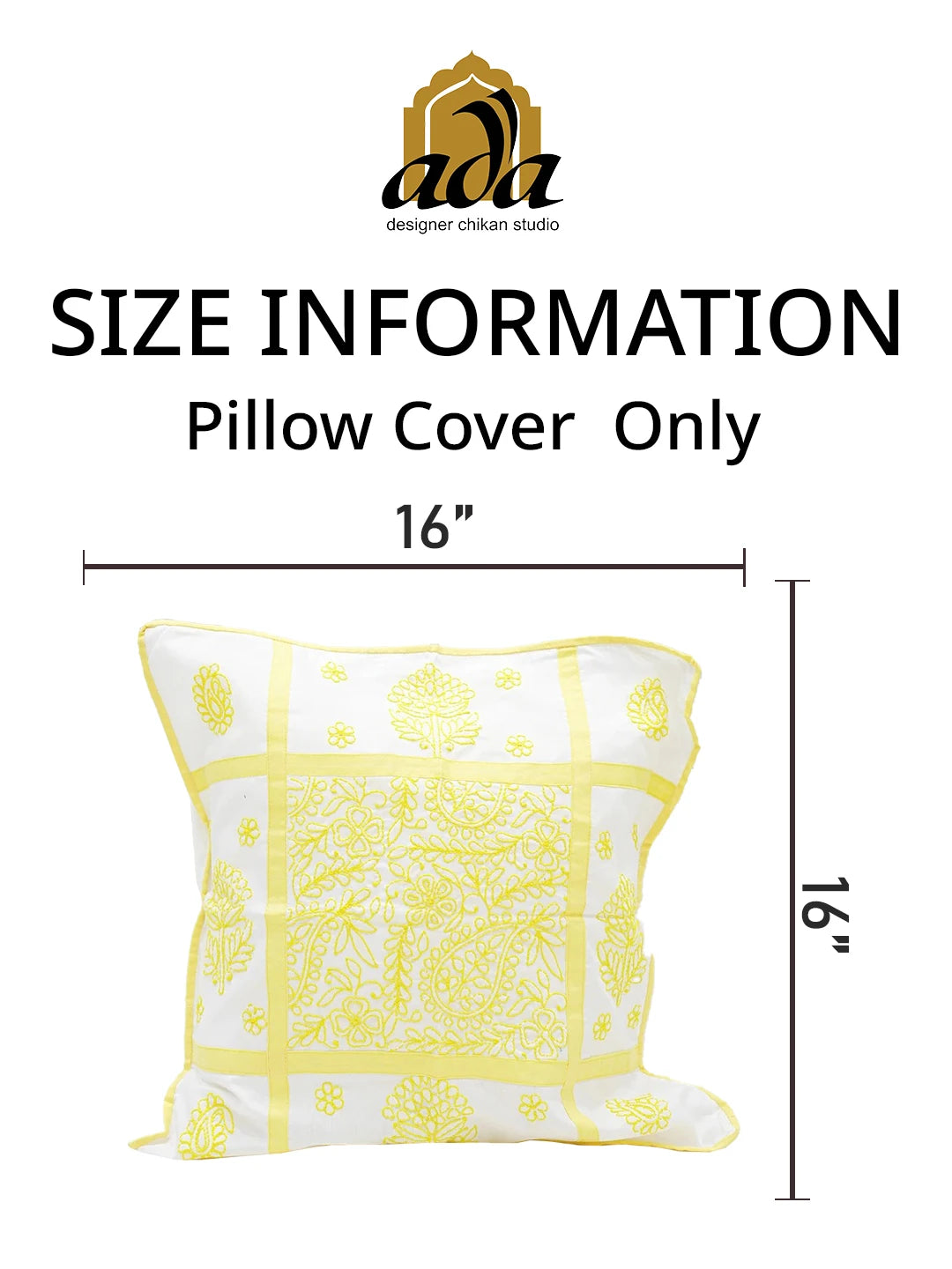 Ada Hand Embroidered White Cotton Lucknowi Chikankari Cushion Cover 01A563072
