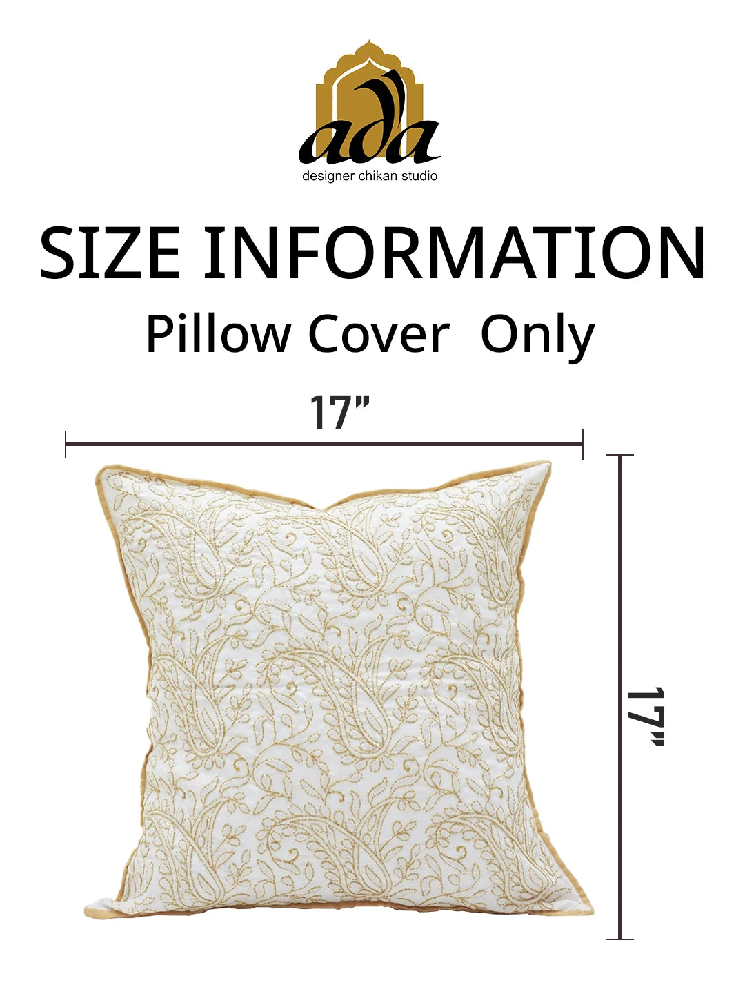 Ada Hand Embroidered White Cotton Lucknowi Chikankari Cushion Cover 01A479509