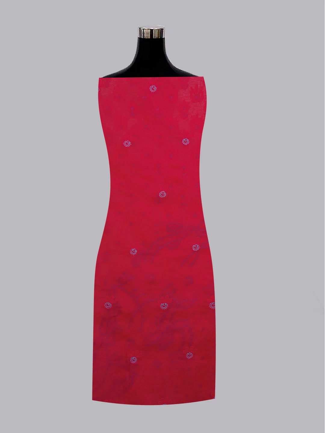 Ada Hand Embroidered Magenta Cotton Lucknowi Chikankari Unstitched Suit Piece 01A390481
