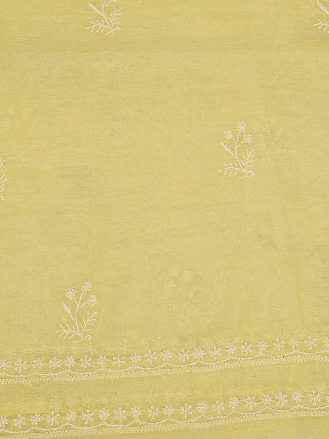 Ada Hand Embroidered Yellow Chanderi Lucknowi Chikankari Unstitched Kurta Dupatta Set 01A605347