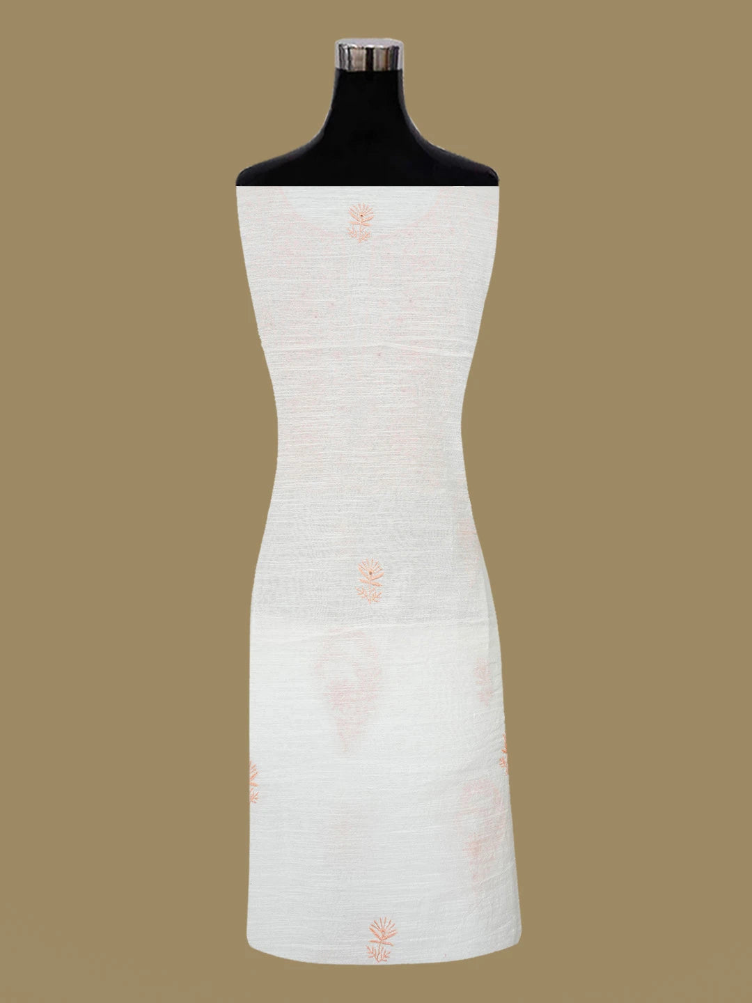 Ada Hand Embroidered White Chanderi Lucknowi Chikankari Unstitched Kurta Dupatta Set 01A435292