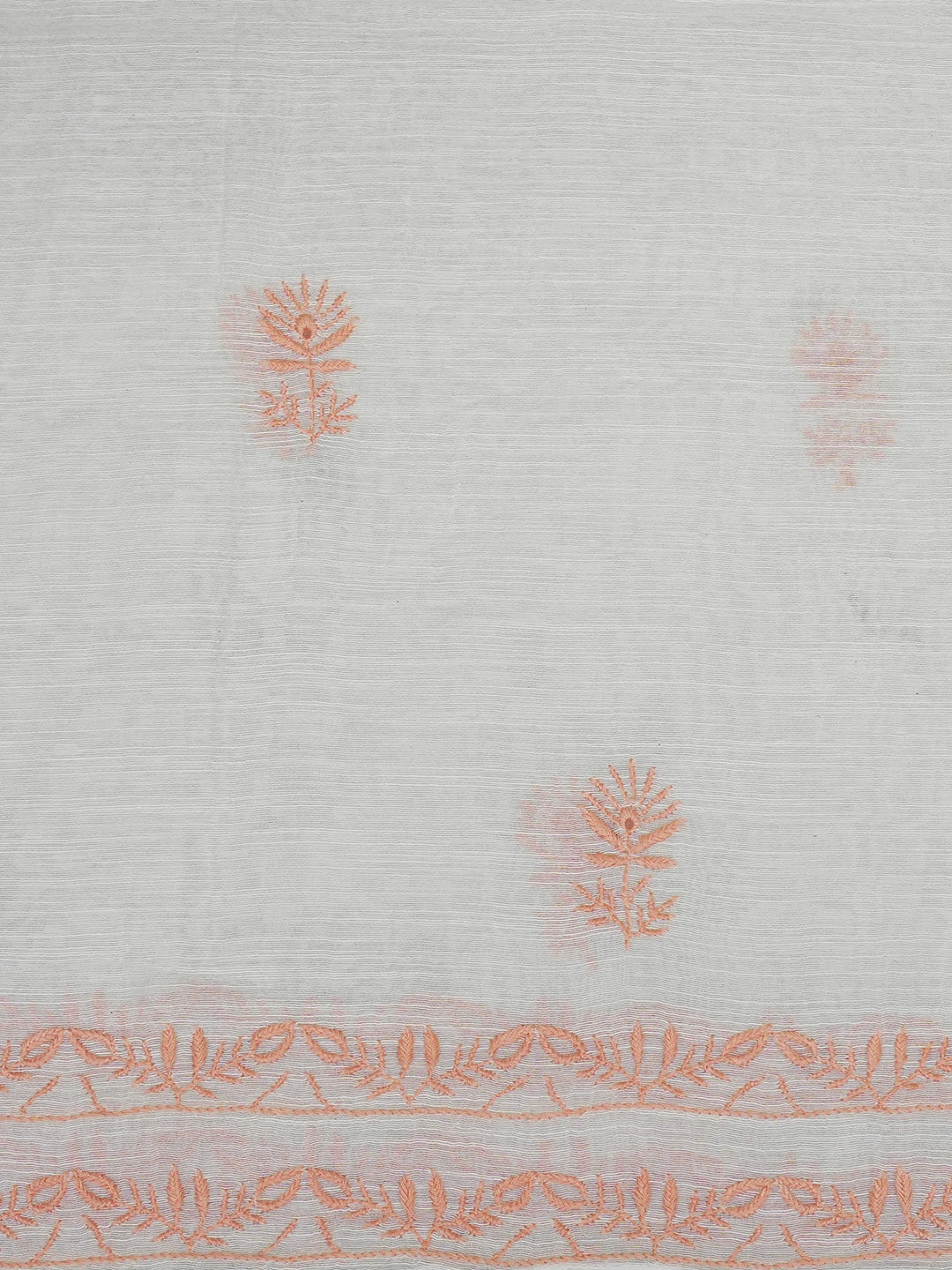 Ada Hand Embroidered White Chanderi Lucknowi Chikankari Unstitched Kurta Dupatta Set 01A435292