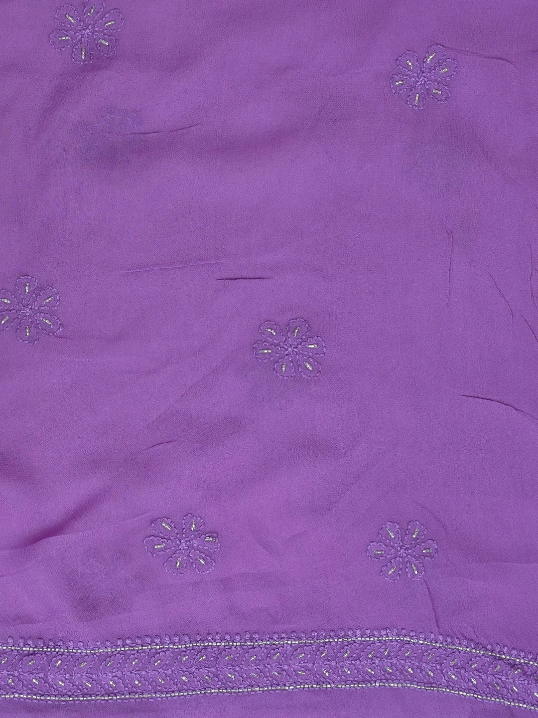Ada Hand Embroidered Mauve Viscose Georgette Lucknowi Chikankari Unstitched Kurta Dupatta Set with Cutdana and Sequinned Work 01A416959