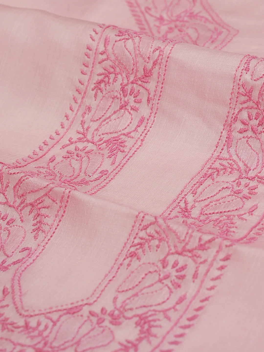 Ada Hand Embroidered Onion Pink Silk Lucknowi Chikankari Men's Kurta Piece 01A627025