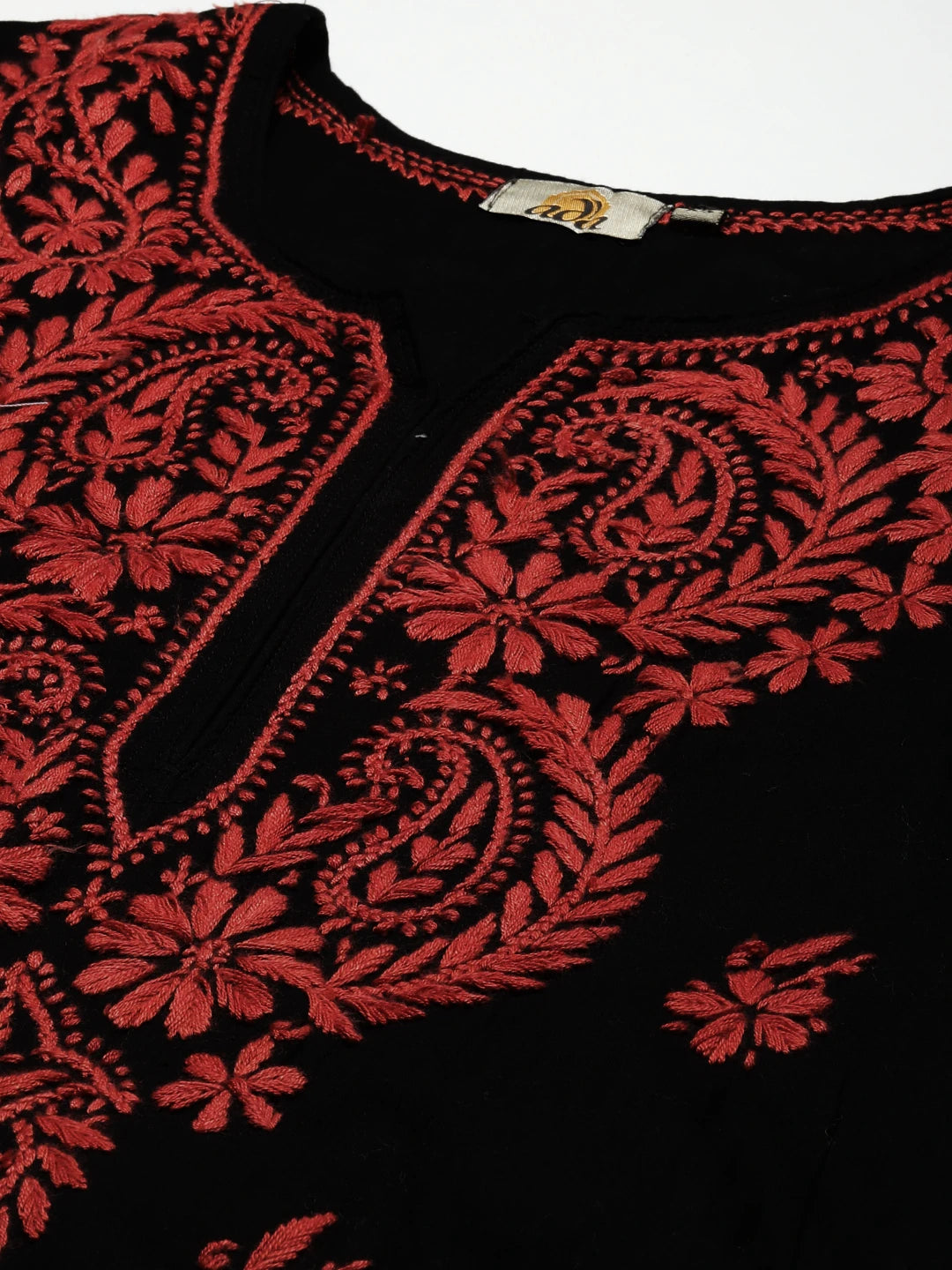 Ada Hand Embroidered Black Cotton Lucknowi Chikankari Straight Kurta A411675