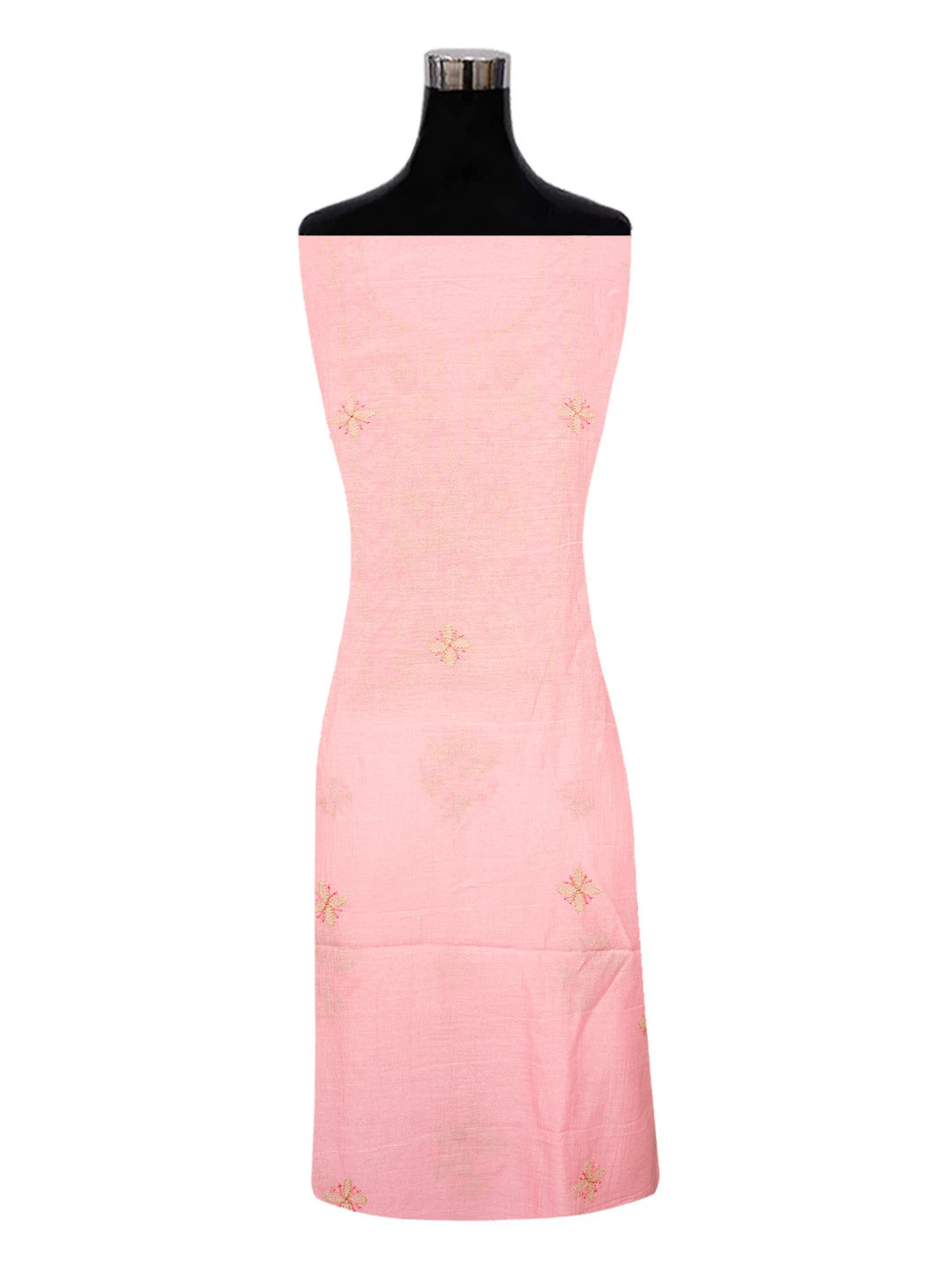 Ada Hand Embroidered Pink Chanderi Lucknowi Chikankari Unstitched Kurta Dupatta Set 01A621852