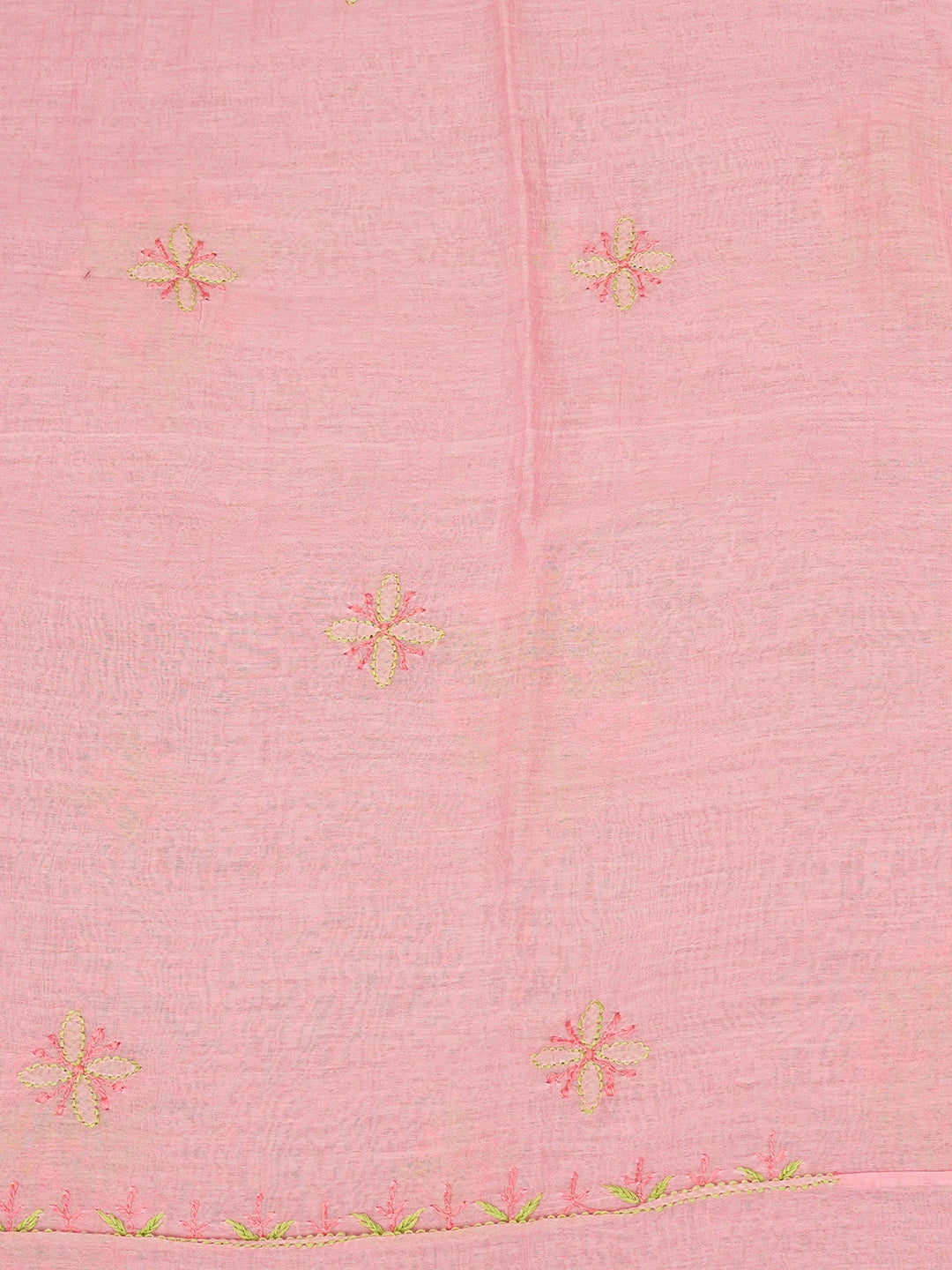Ada Hand Embroidered Pink Chanderi Lucknowi Chikankari Unstitched Kurta Dupatta Set 01A621852