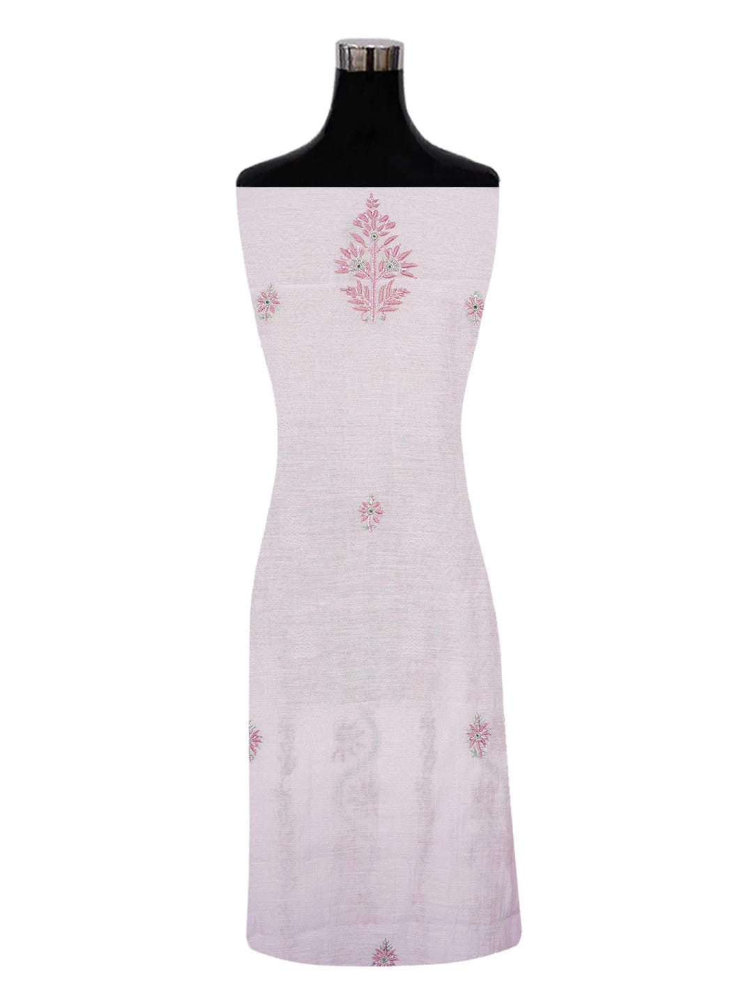 Ada Hand Embroidered Lavender Chanderi Lucknowi Chikankari Unstitched Kurta Dupatta Set With Cutdana and Sequinned Work 01A610251
