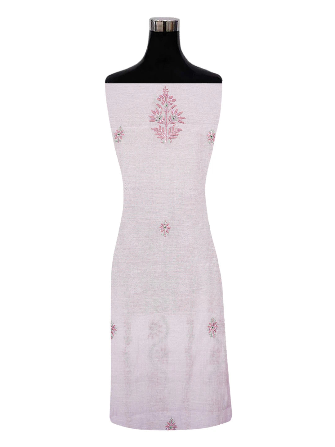 Ada Hand Embroidered Lavender Chanderi Lucknowi Chikankari Unstitched Kurta Dupatta Set With Cutdana and Sequinned Work 01A610251
