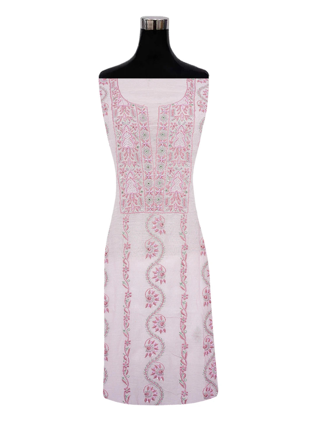 Ada Hand Embroidered Lavender Chanderi Lucknowi Chikankari Unstitched Kurta Dupatta Set With Cutdana and Sequinned Work 01A610251