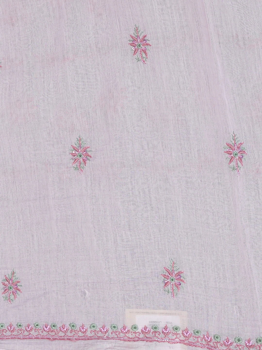 Ada Hand Embroidered Lavender Chanderi Lucknowi Chikankari Unstitched Kurta Dupatta Set With Cutdana and Sequinned Work 01A610251