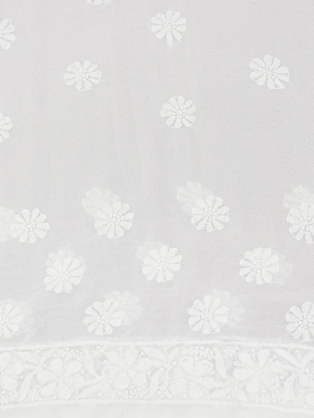 Ada Hand Embroidered White Pure Georgette Lucknowi Chikankari Saree With Blouse 01A604447