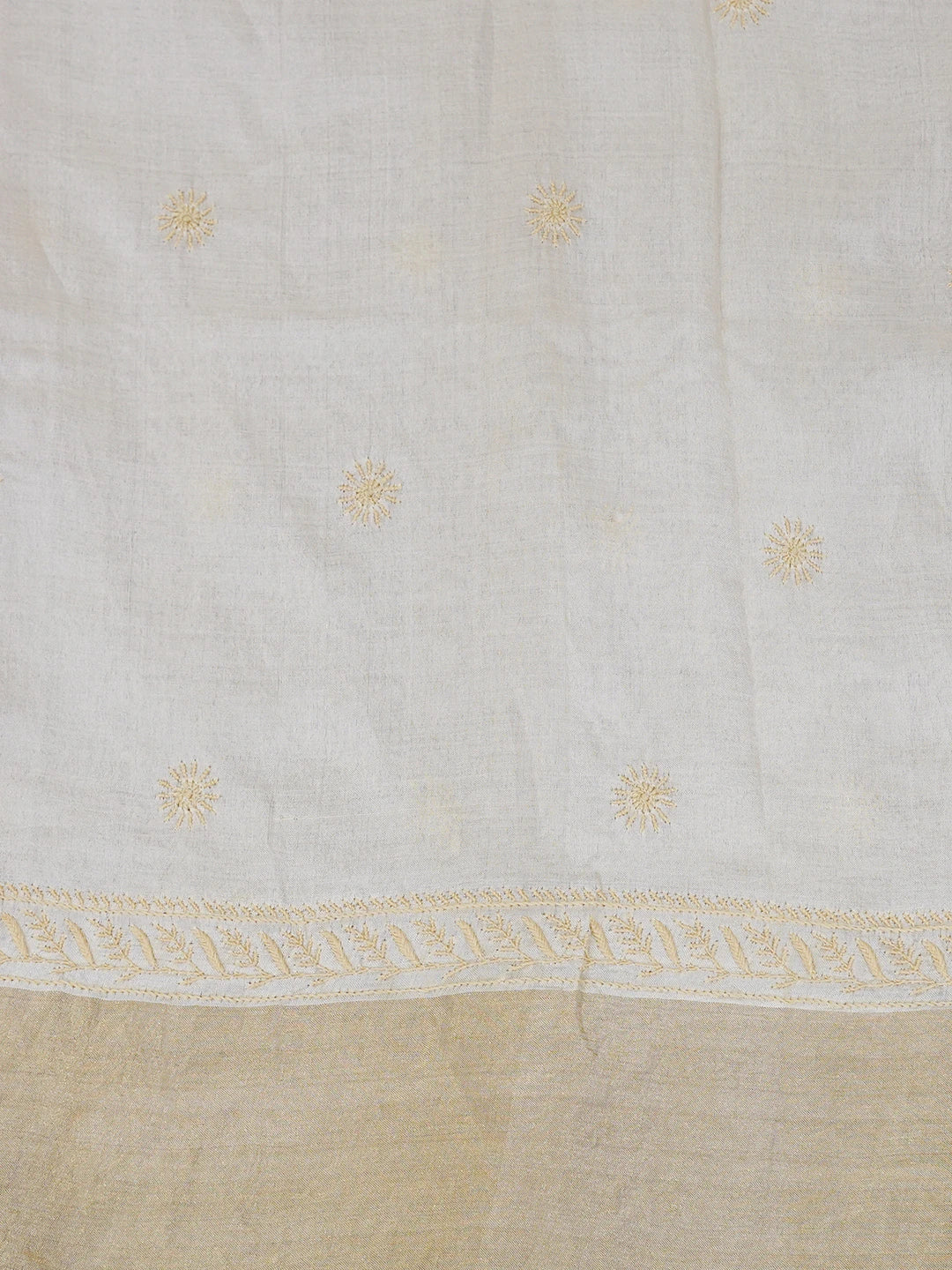 Ada Hand Embroidered Fawn Silk Lucknowi Chikankari Saree With Blouse 01A631622