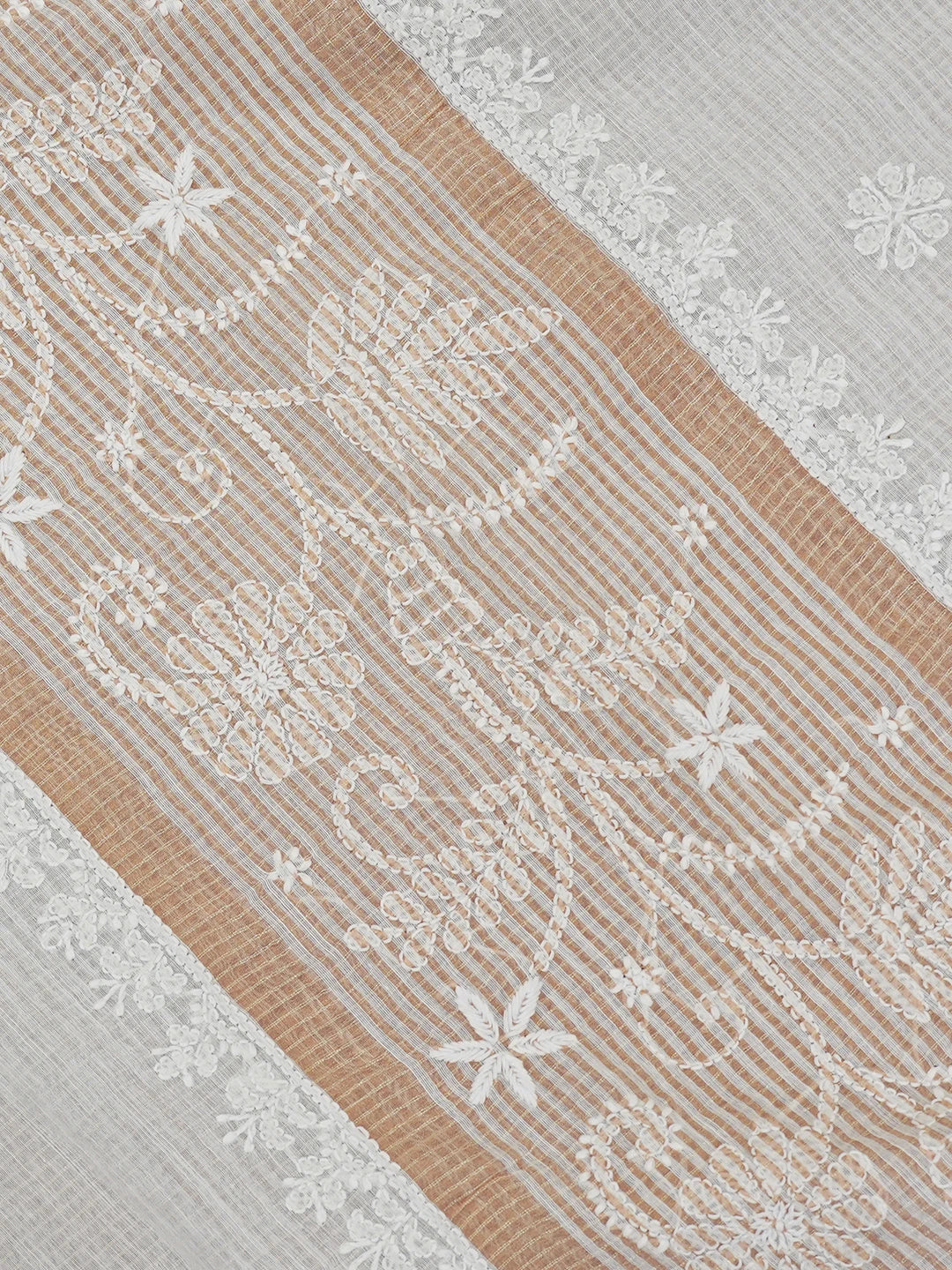 Ada Hand Embroidered Off White Chanderi Lucknowi Chikankari Saree With Blouse 01A592680