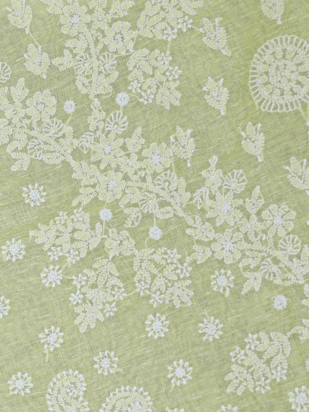 Ada Hand Embroidered Lemon Chanderi Lucknowi Chikankari Saree and Blouse With Zari Work 01A604830