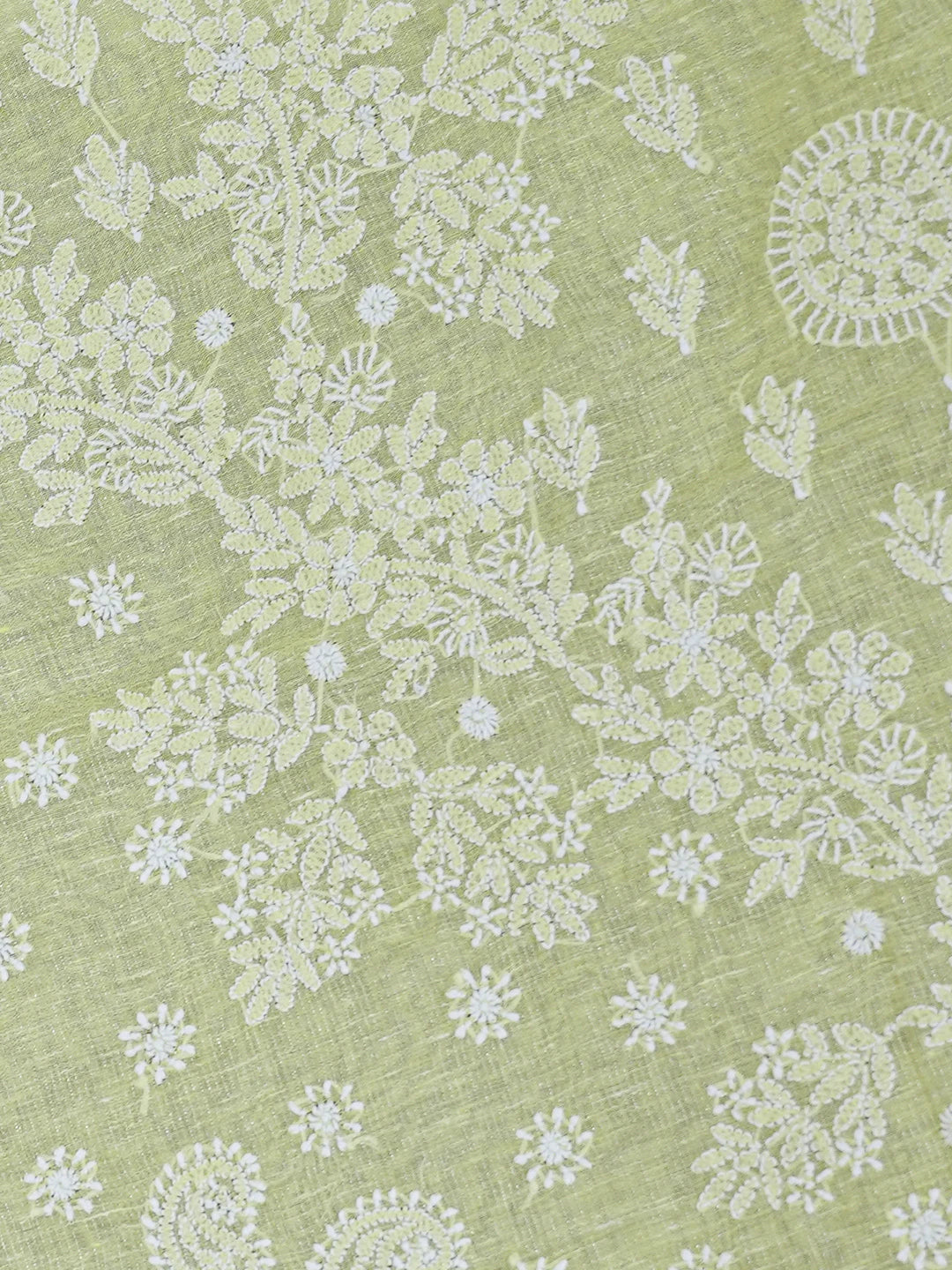 Ada Hand Embroidered Lemon Chanderi Lucknowi Chikankari Saree and Blouse With Zari Work 01A604830