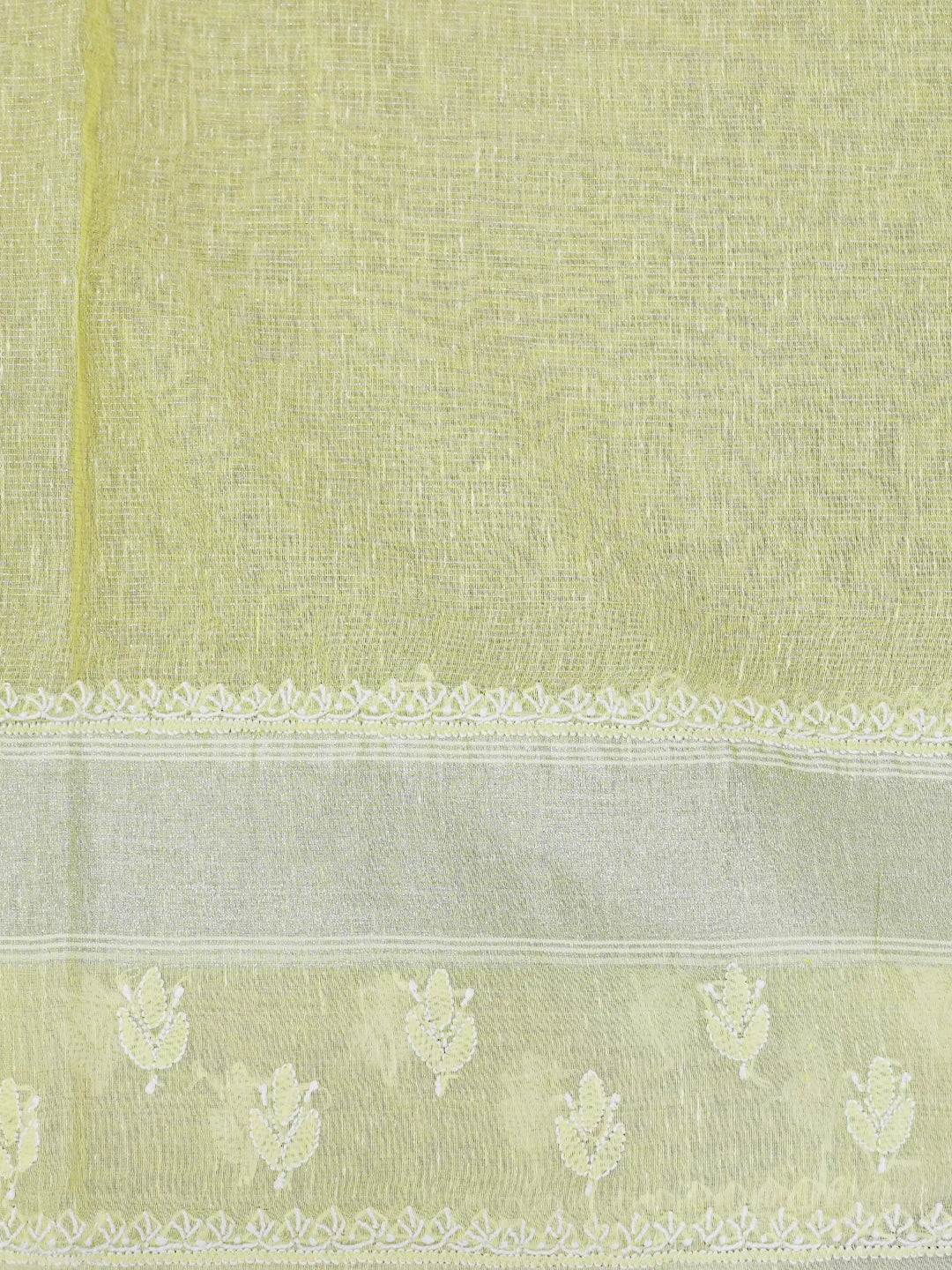 Ada Hand Embroidered Lemon Chanderi Lucknowi Chikankari Saree and Blouse With Zari Work 01A604830