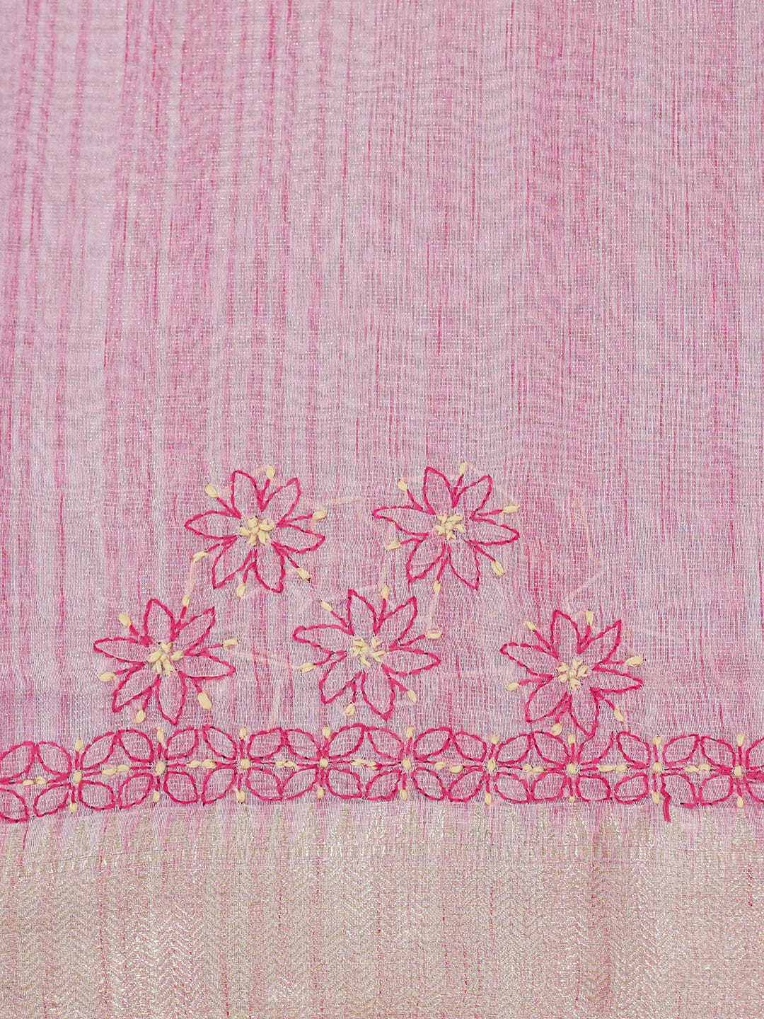 Ada Hand Embroidered Pink Tissue Lucknowi Chikankari Saree and Blouse 01A624174