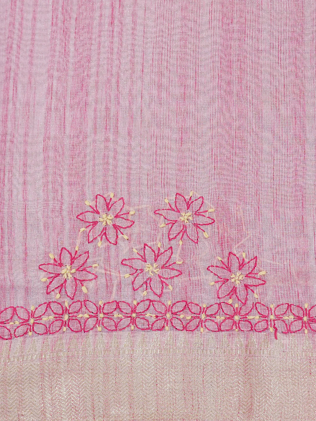 Ada Hand Embroidered Pink Tissue Lucknowi Chikankari Saree and Blouse 01A624174