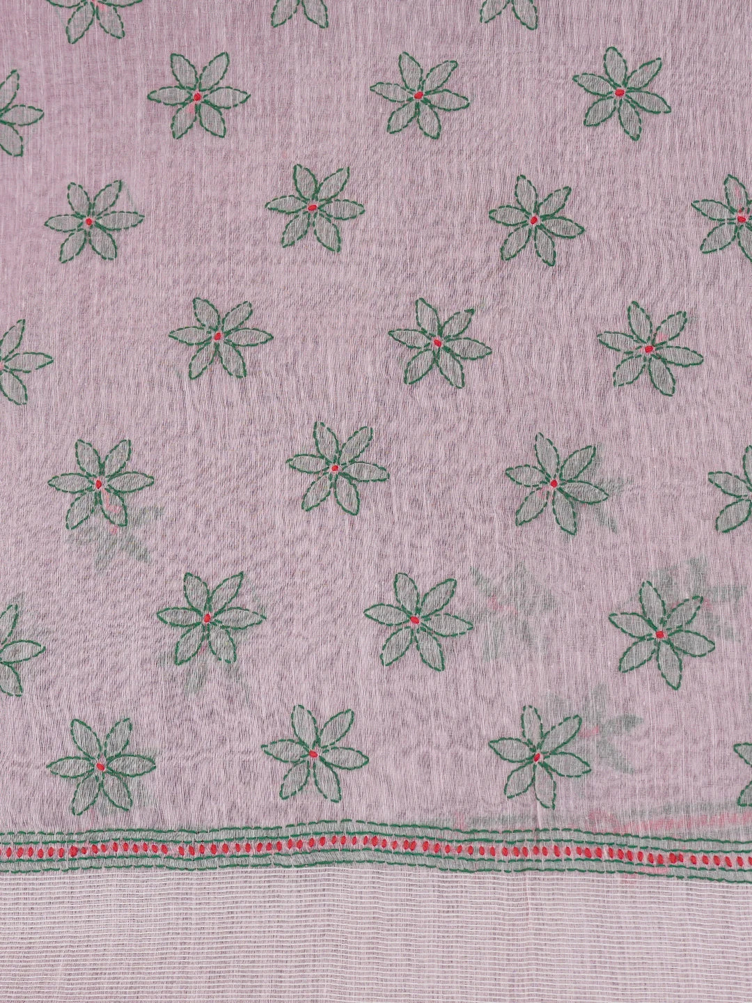 Ada Hand Embroidered Pink Chanderi Lucknowi Chikankari Saree and Blouse 01A453587