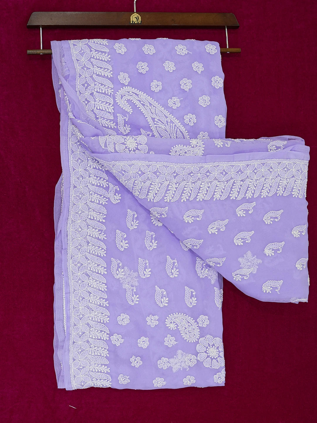 Ada Hand Embroidered Mauve Faux Georgette Lucknowi Chikankari Saree and Blouse 01A626686