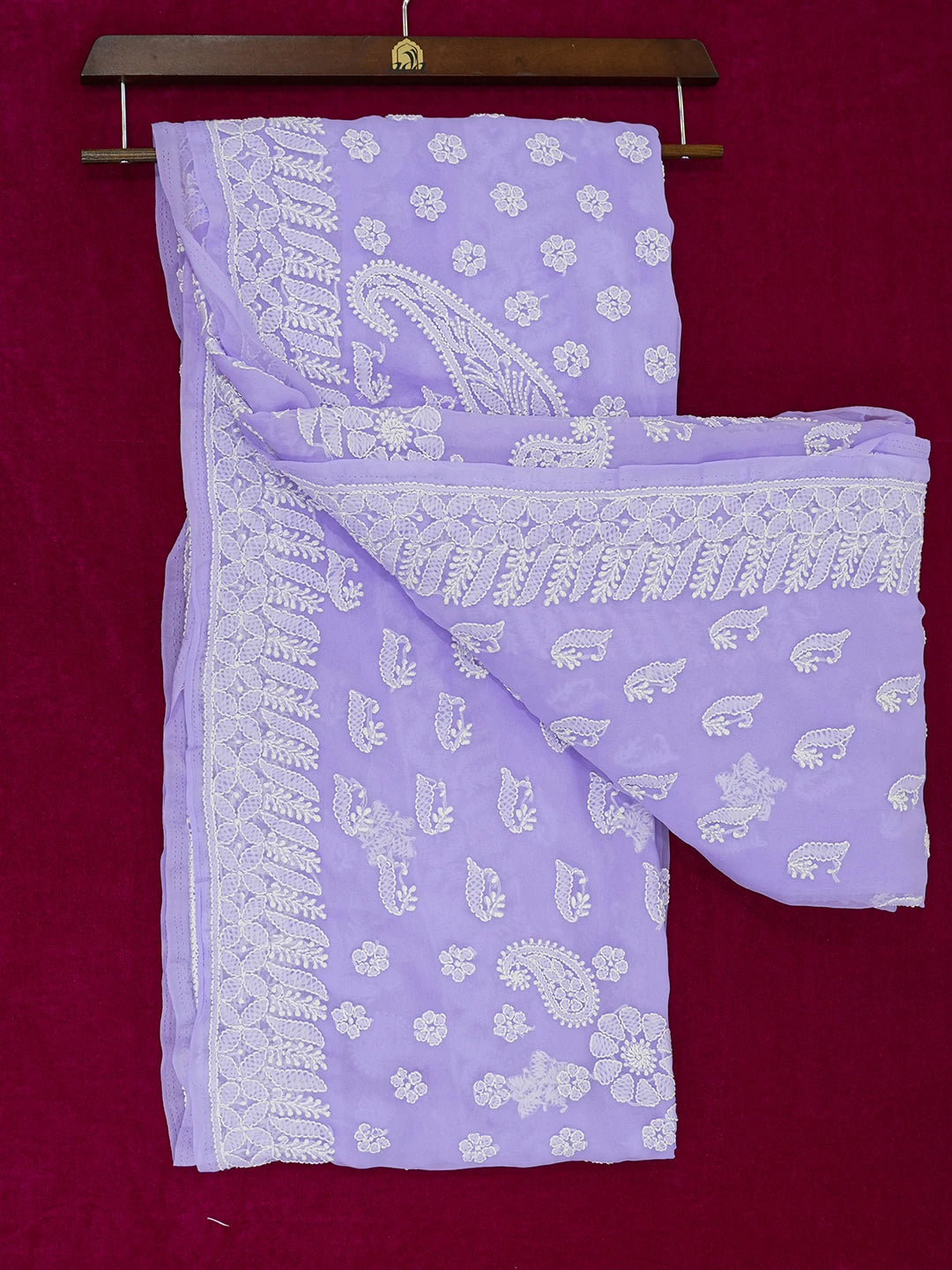 Ada Hand Embroidered Mauve Faux Georgette Lucknowi Chikankari Saree and Blouse 01A626686