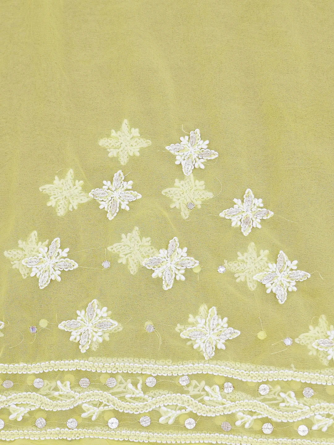 Ada Hand Embroidered Yellow Faux Georgette Lucknowi Chikankari Saree and Blouse With Gota patti Work 01A576903