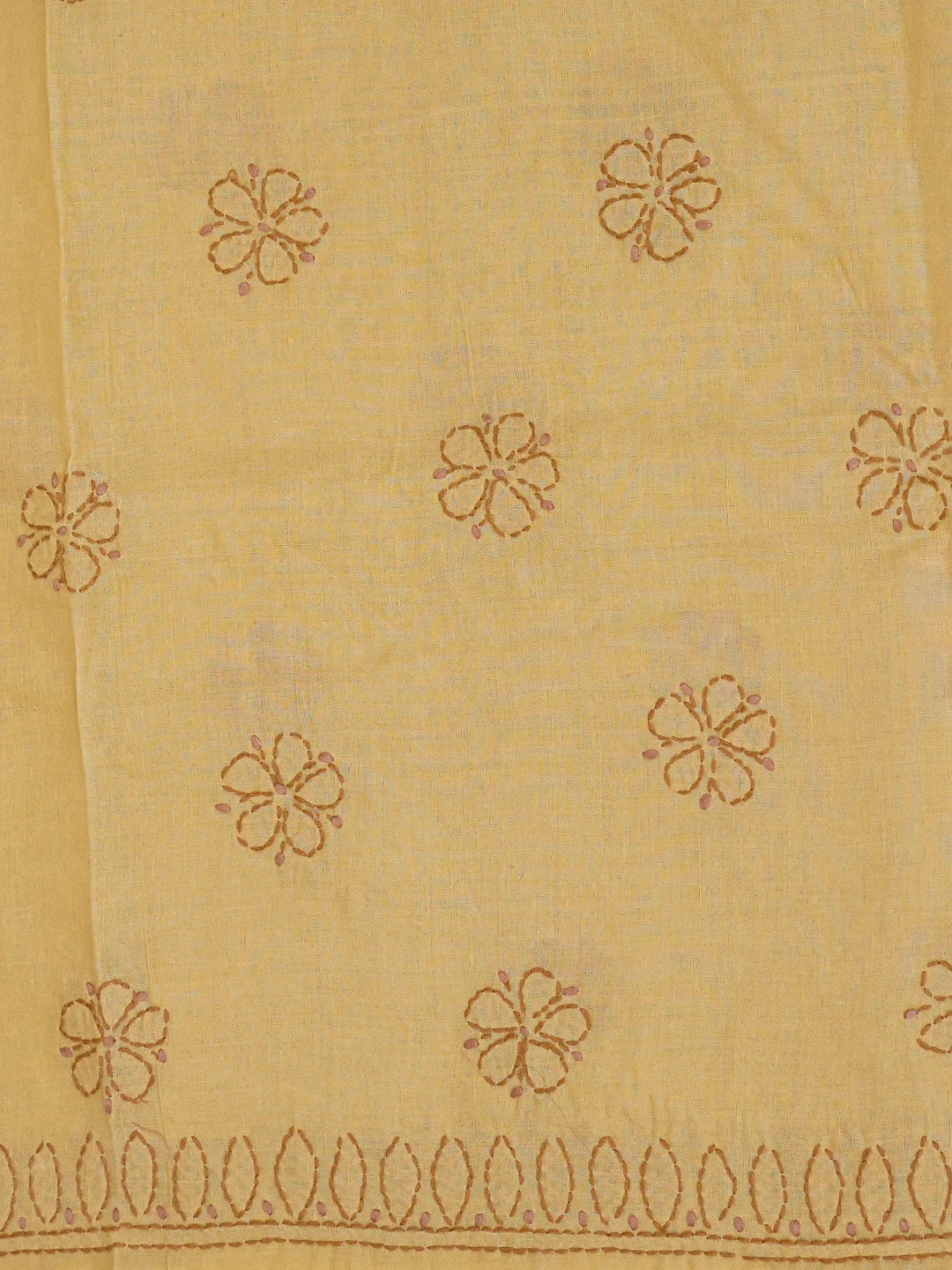 Ada Hand Embroidered Fawn Cotton Lucknowi Chikankari Unstitched Suit Piece A211337