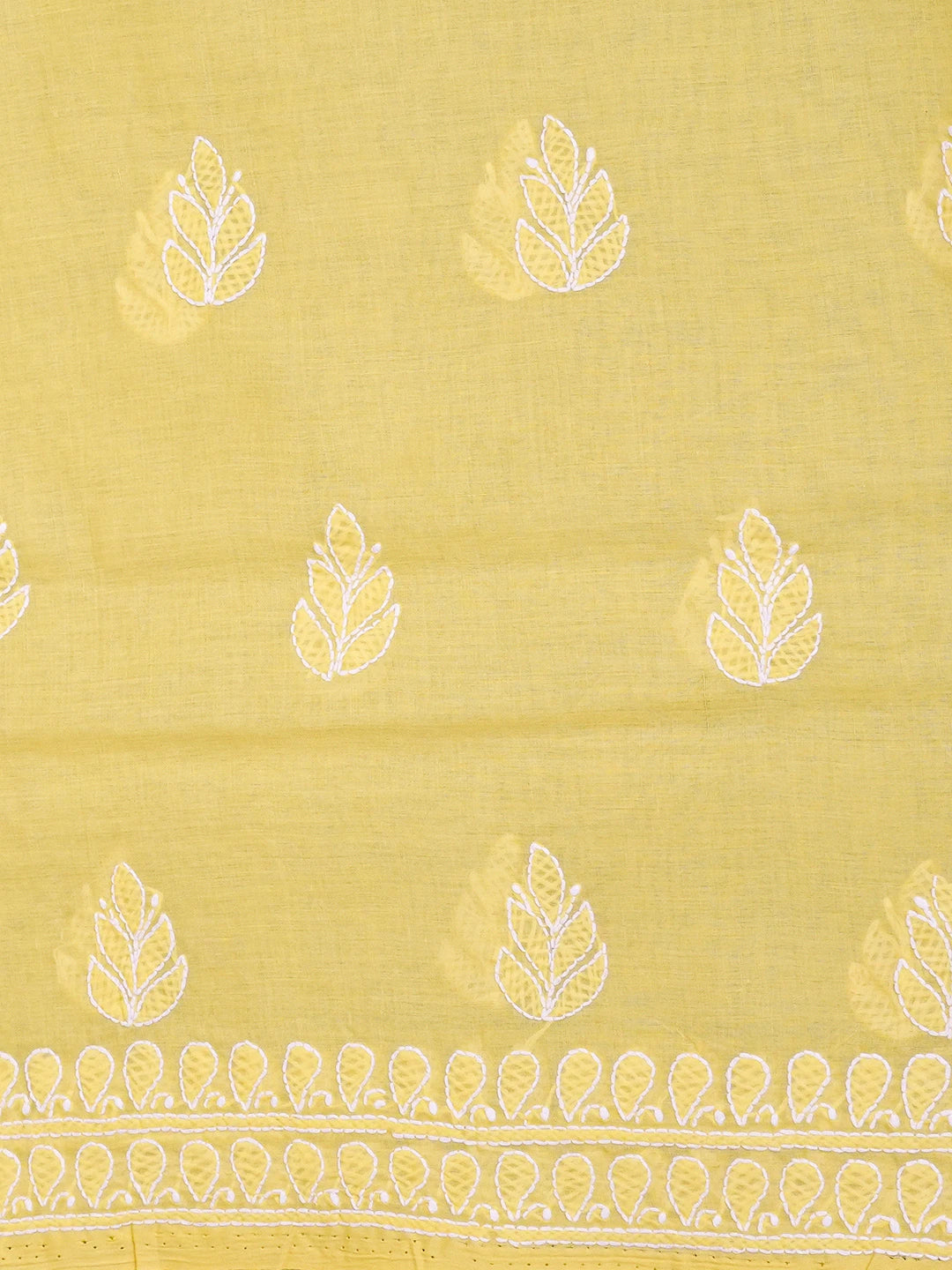 Ada Hand Embroidered Yellow Cotton Lucknowi Chikankari Unstitched Suit Piece A211332