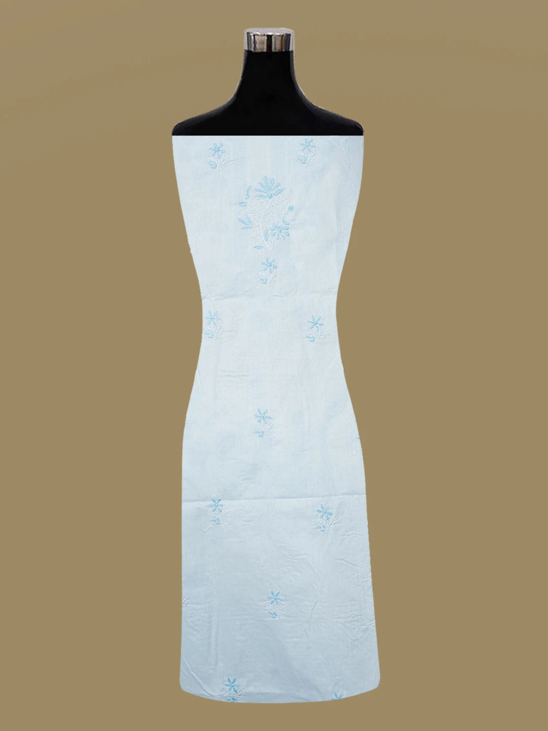 Ada Hand Embroidered Sky Blue Cotton Lucknowi Chikankari Unstitched Suit Piece A211341