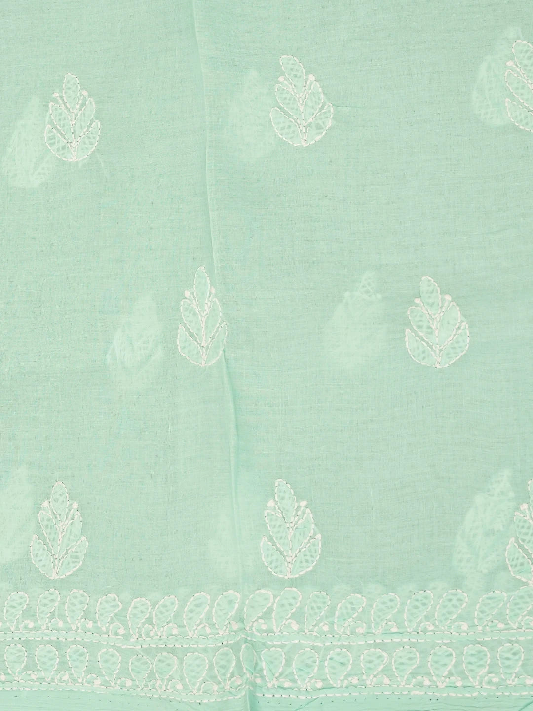 Ada Hand Embroidered Sea Green Cotton Lucknowi Chikankari Unstitched Suit Piece A211333
